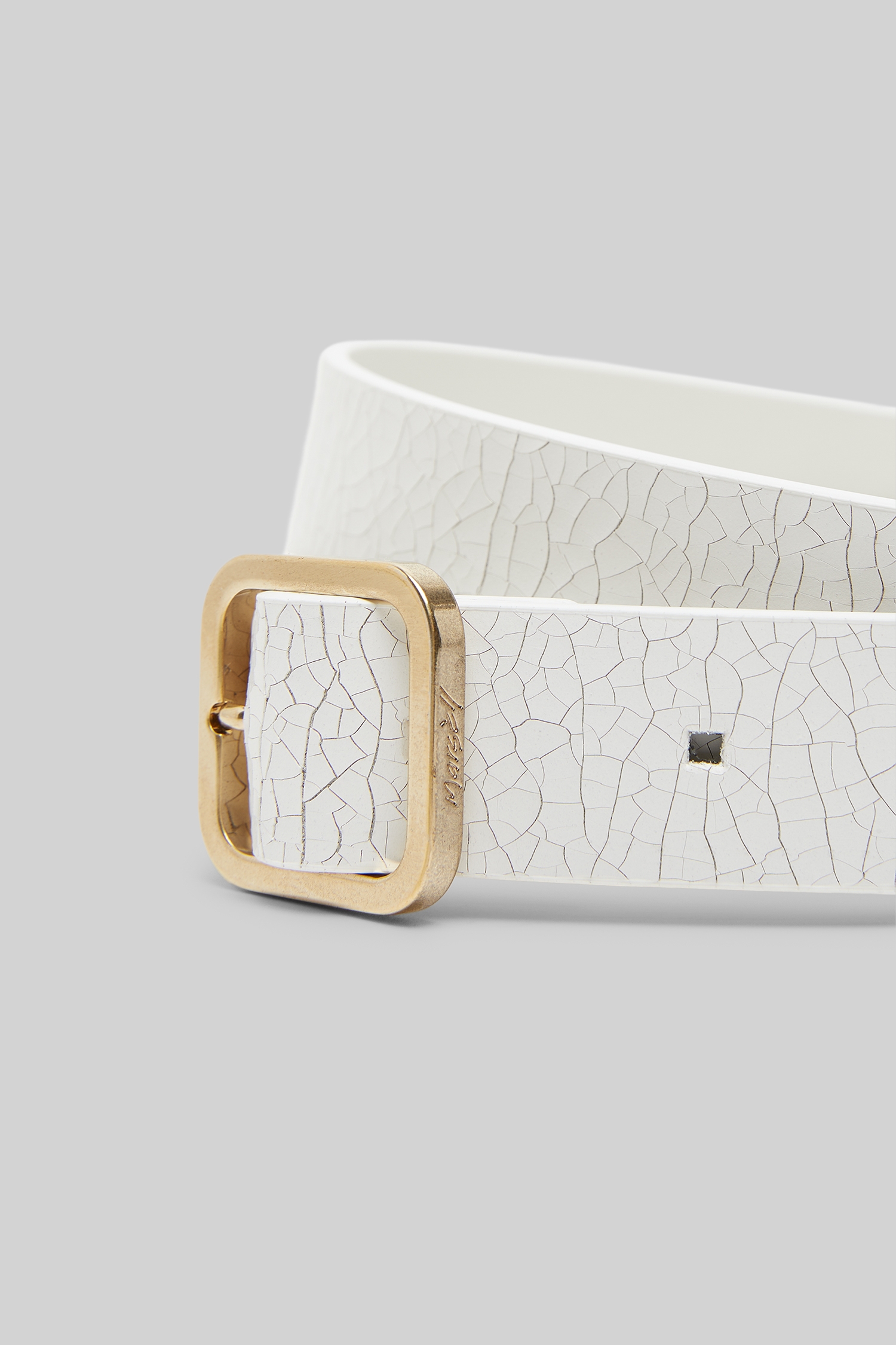 Quadra White Leather Belt