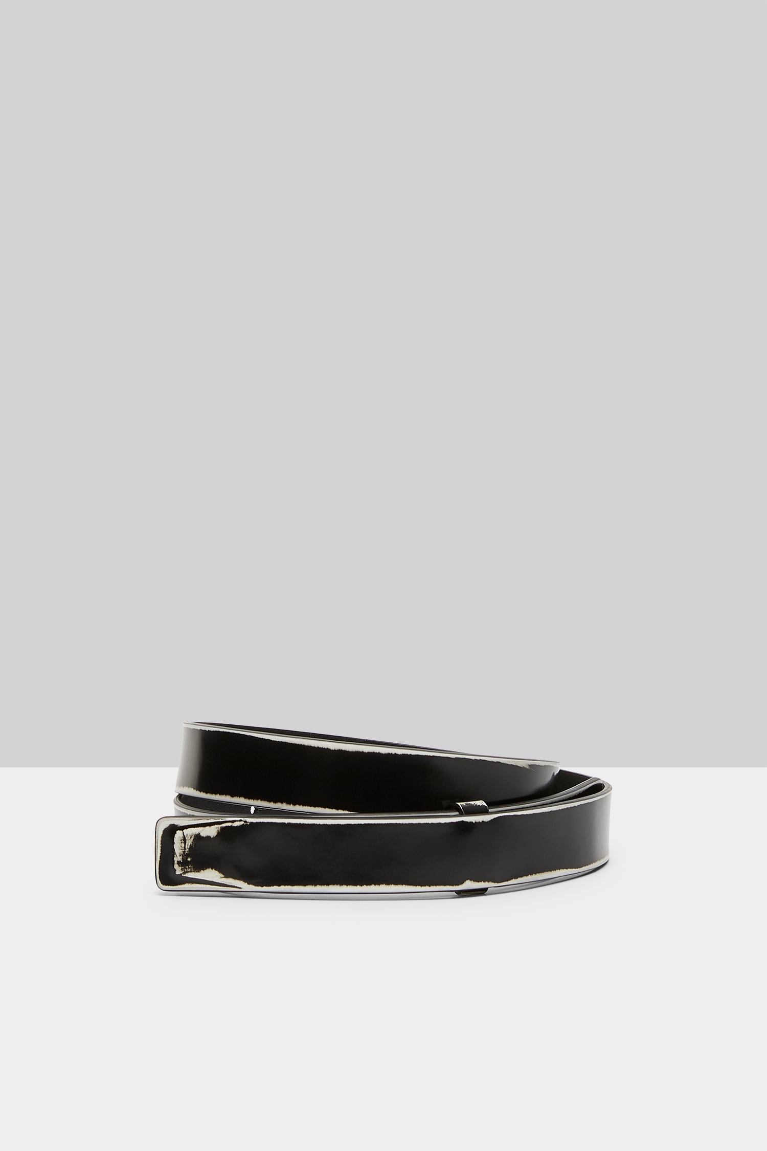 Rilievo Black-White Leather Belt