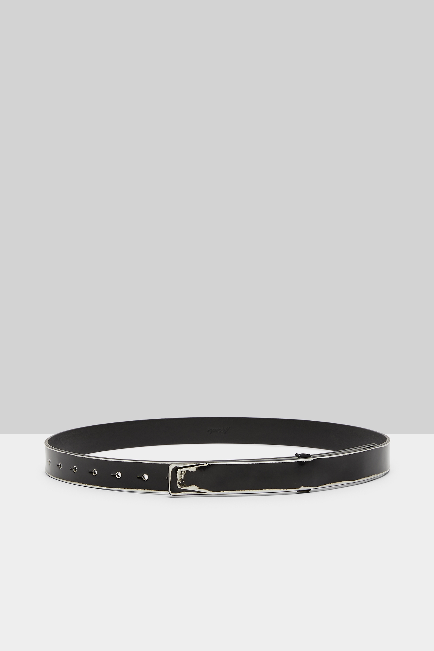 Rilievo Black-White Leather Belt
