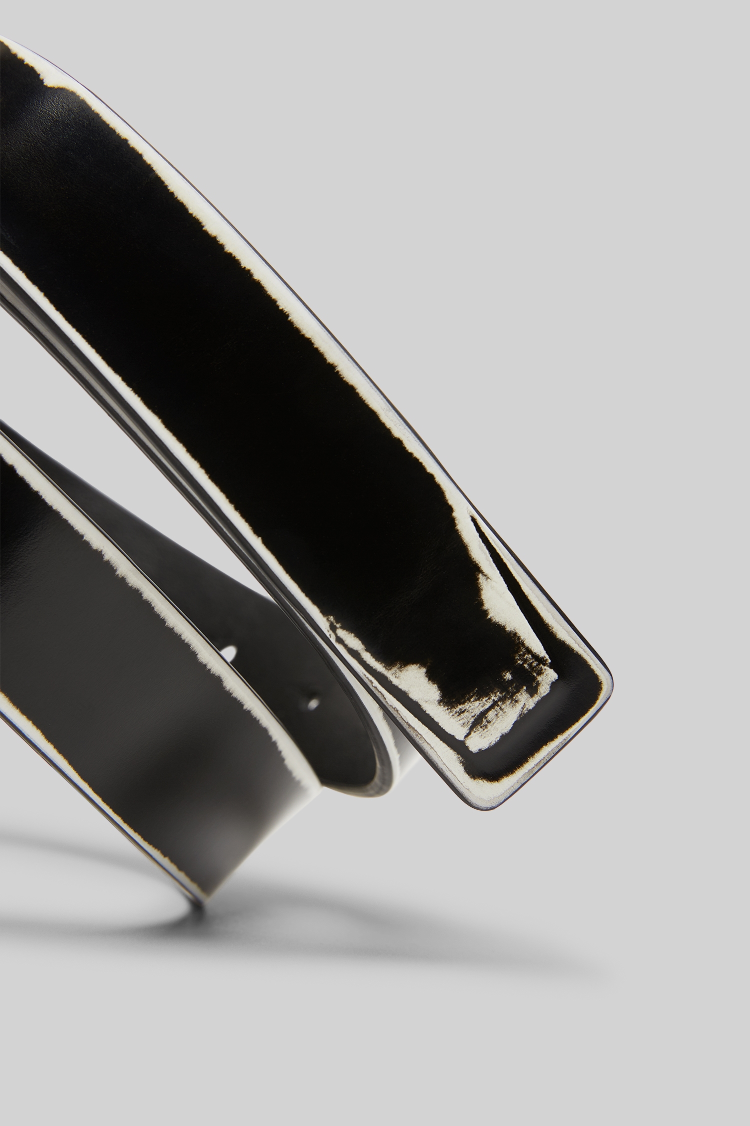 Rilievo Black-White Leather Belt