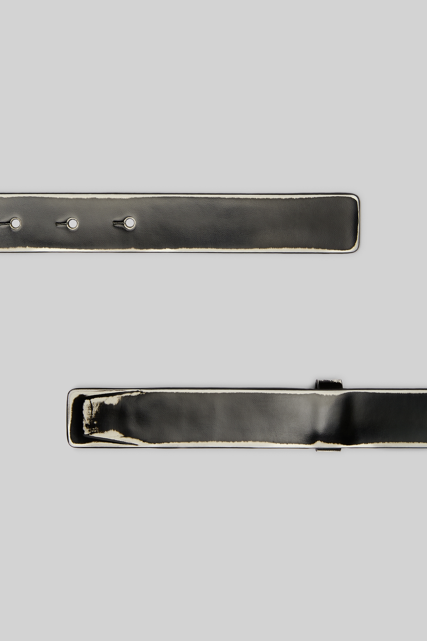 Rilievo Black-White Leather Belt