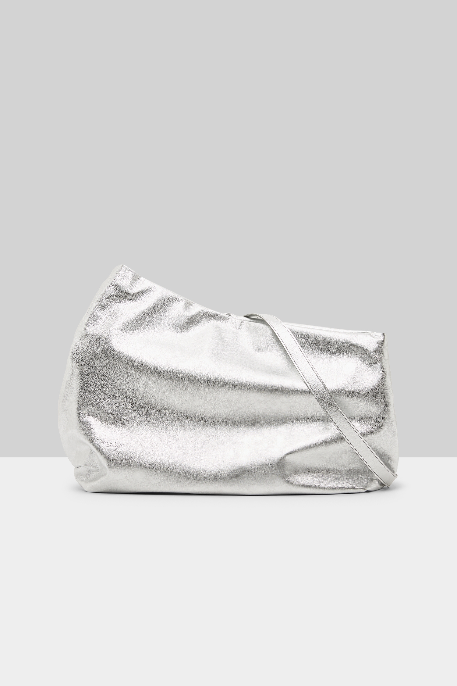 Fantasma Silver Foil Leather Crossbody Bag