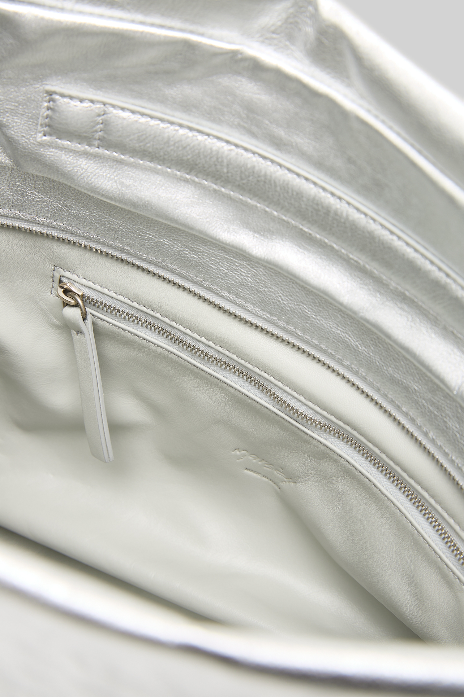 Fantasma Silver Foil Leather Crossbody Bag