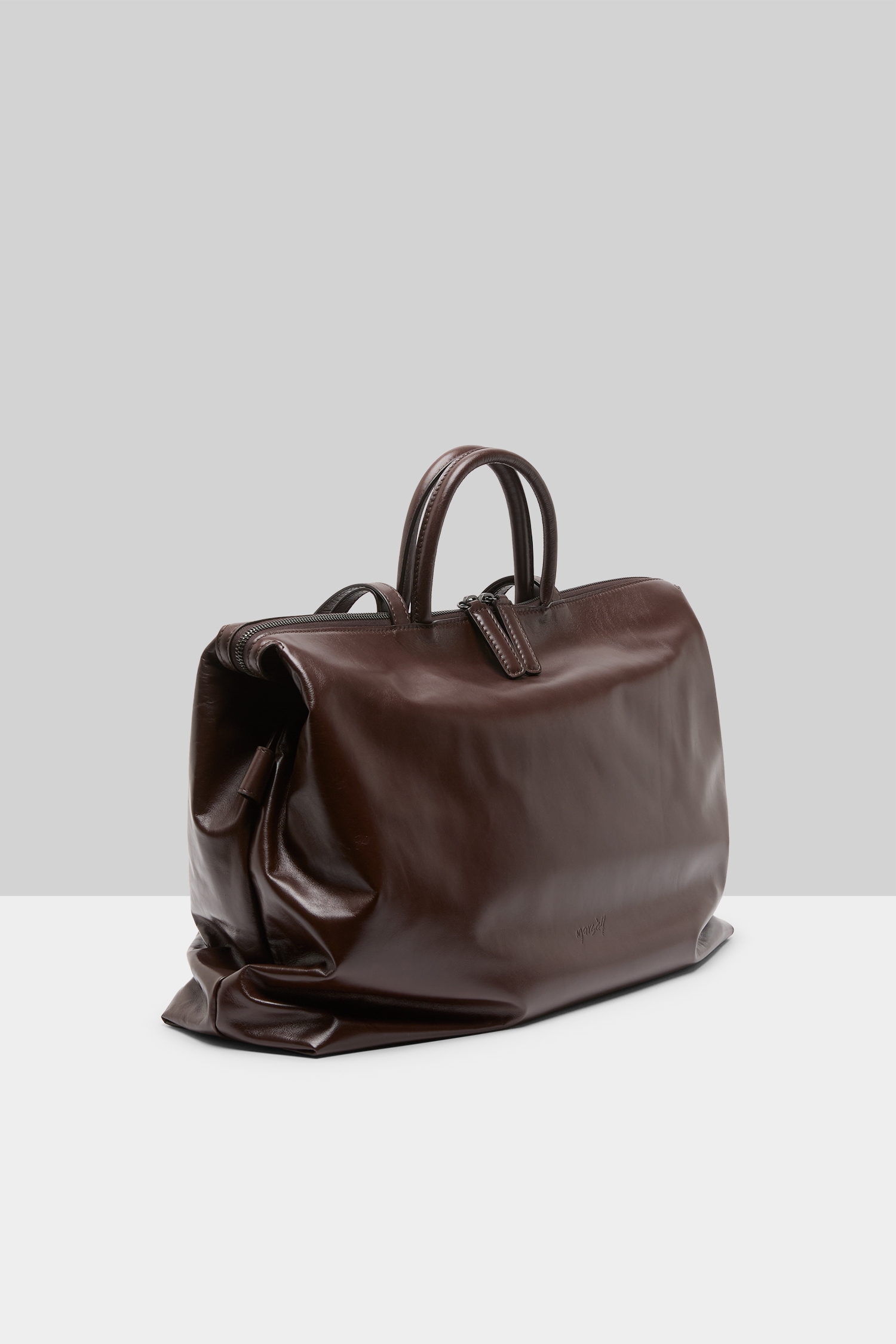 4 In Orizzontale Dark Brown Leather Crossbody Bag