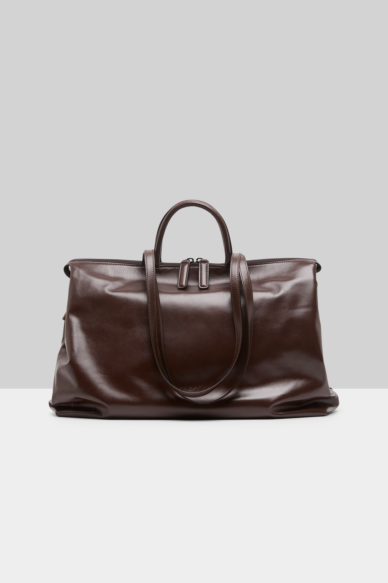 4 In Orizzontale Dark Brown Leather Crossbody Bag