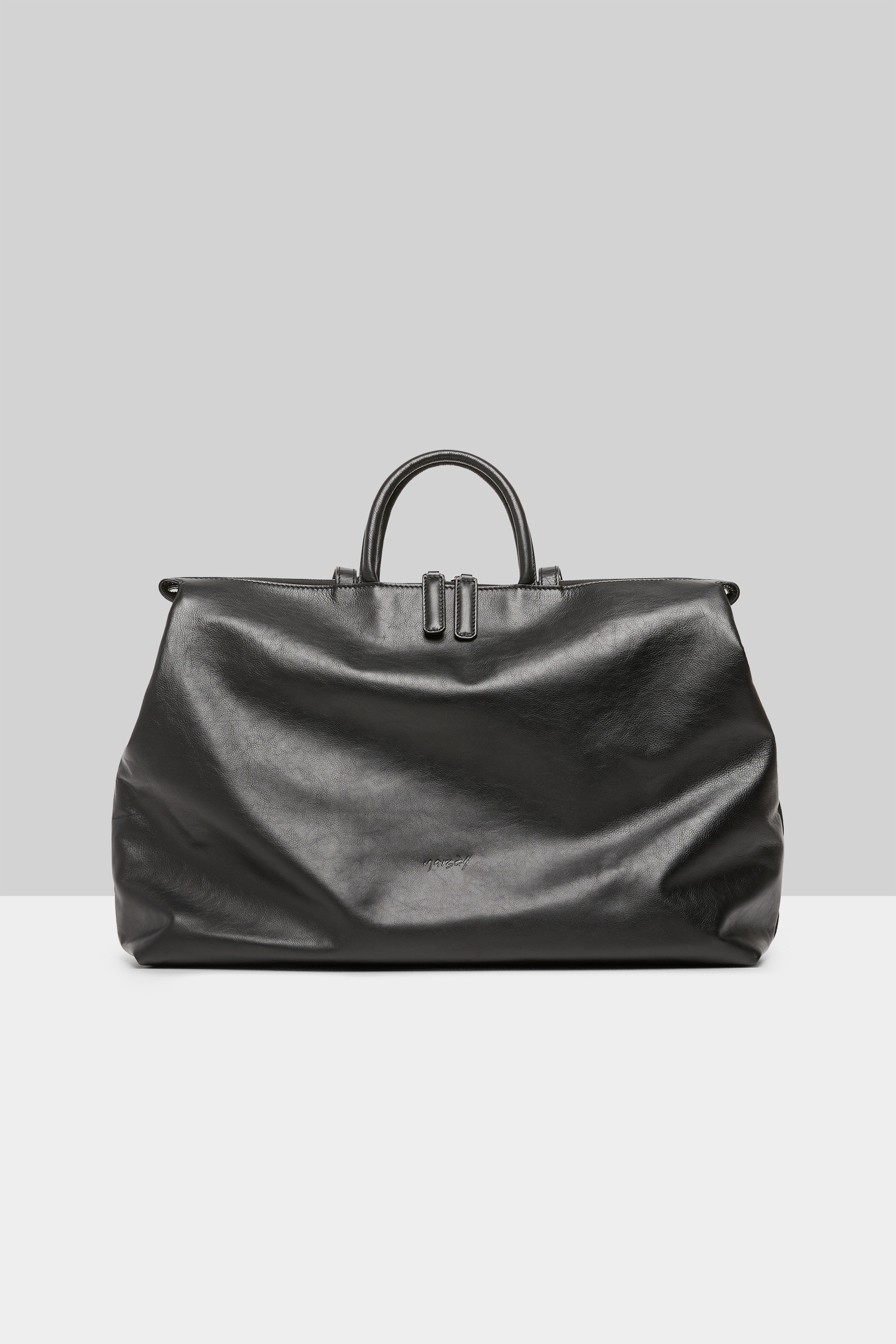 4 In Orizzontale Black Leather Crossbody Bag