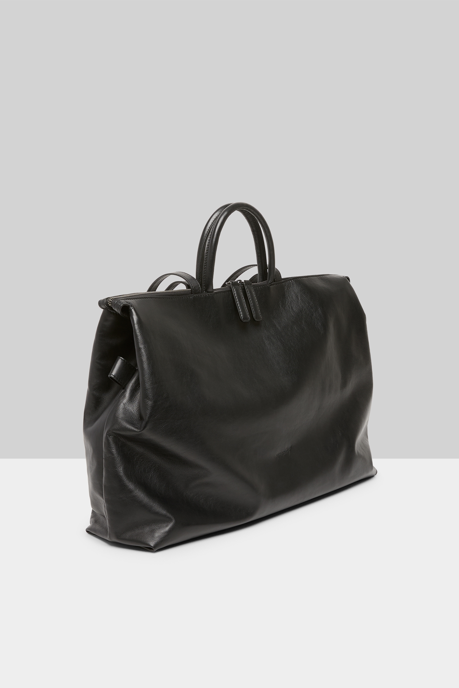 4 In Orizzontale Black Leather Crossbody Bag