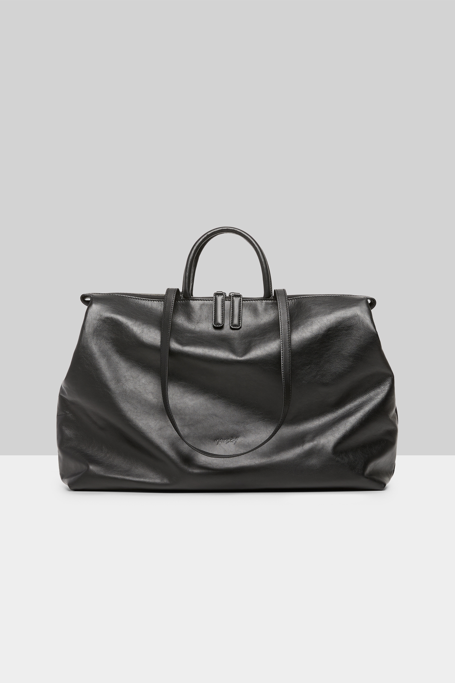 4 In Orizzontale Black Leather Crossbody Bag
