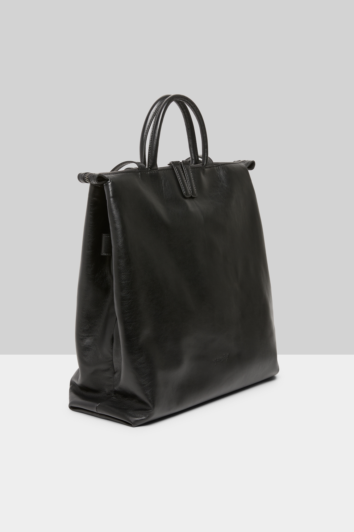 4 Lunga Black Leather Tote Bag