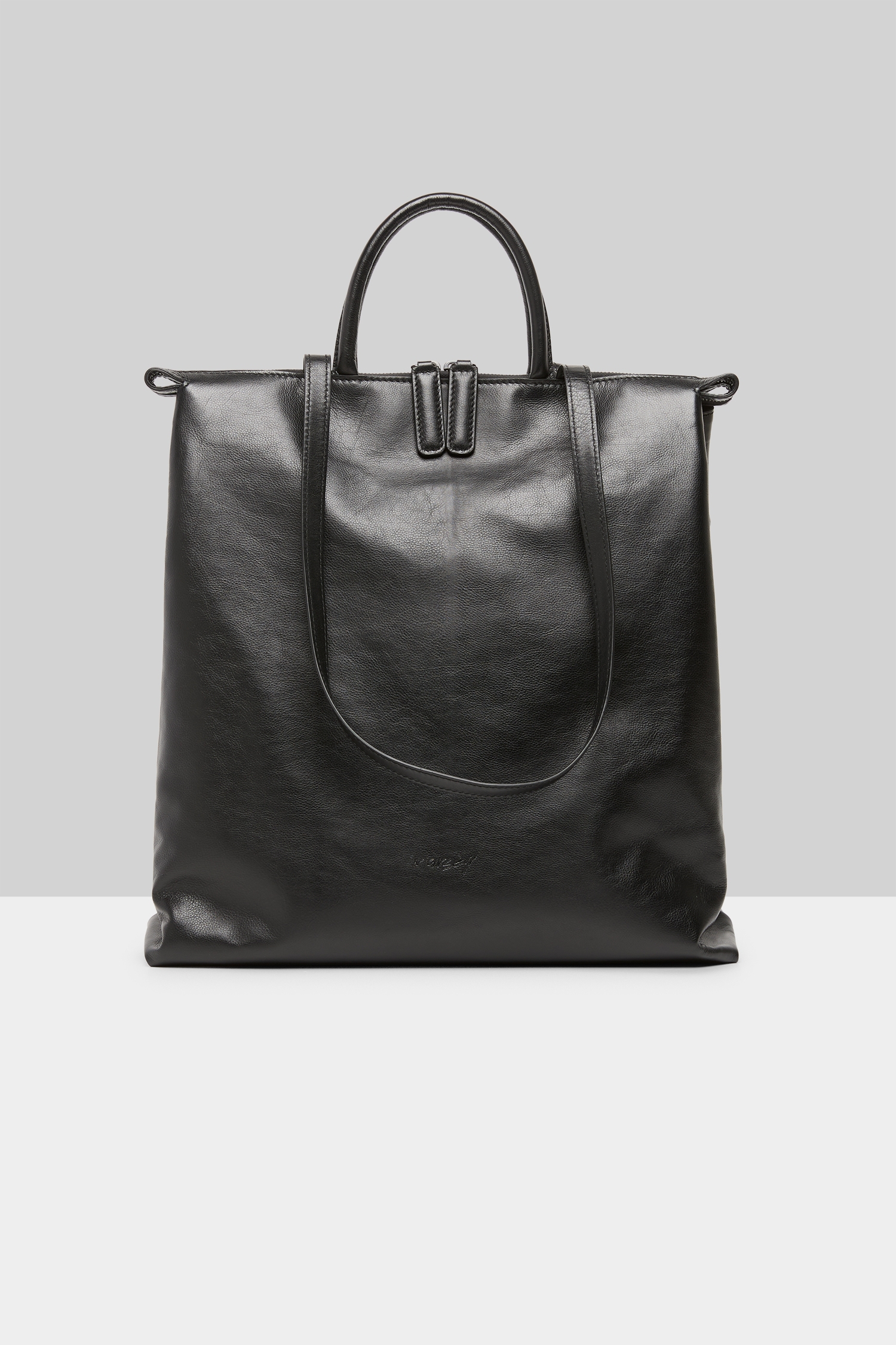 4 Lunga Black Leather Tote Bag