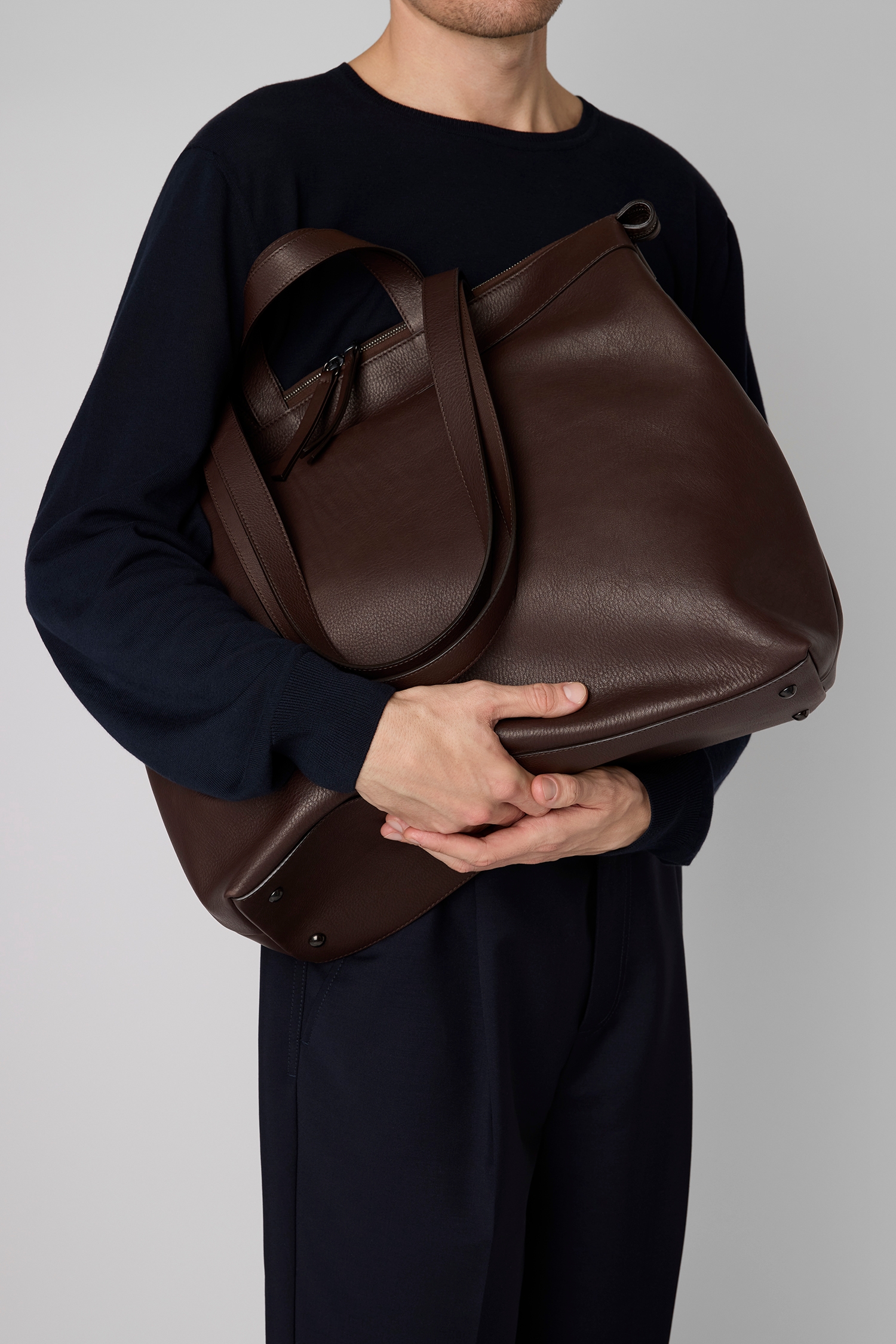 Borso Dark Brown Leather Tote Bag
