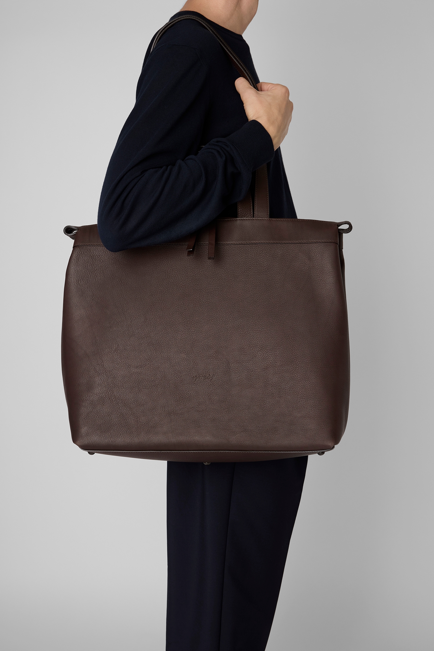 Borso Dark Brown Leather Tote Bag