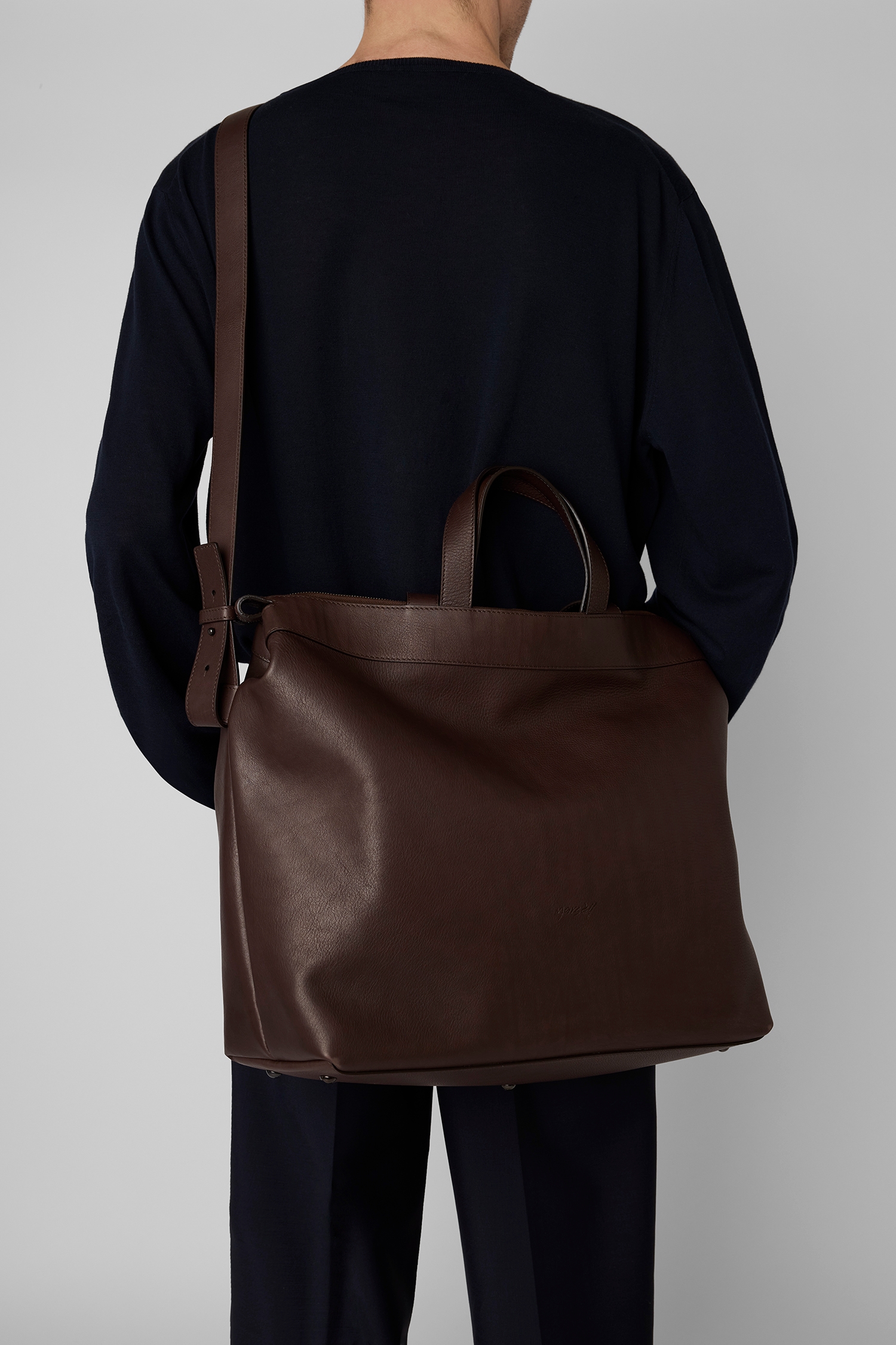 Borso Dark Brown Leather Tote Bag