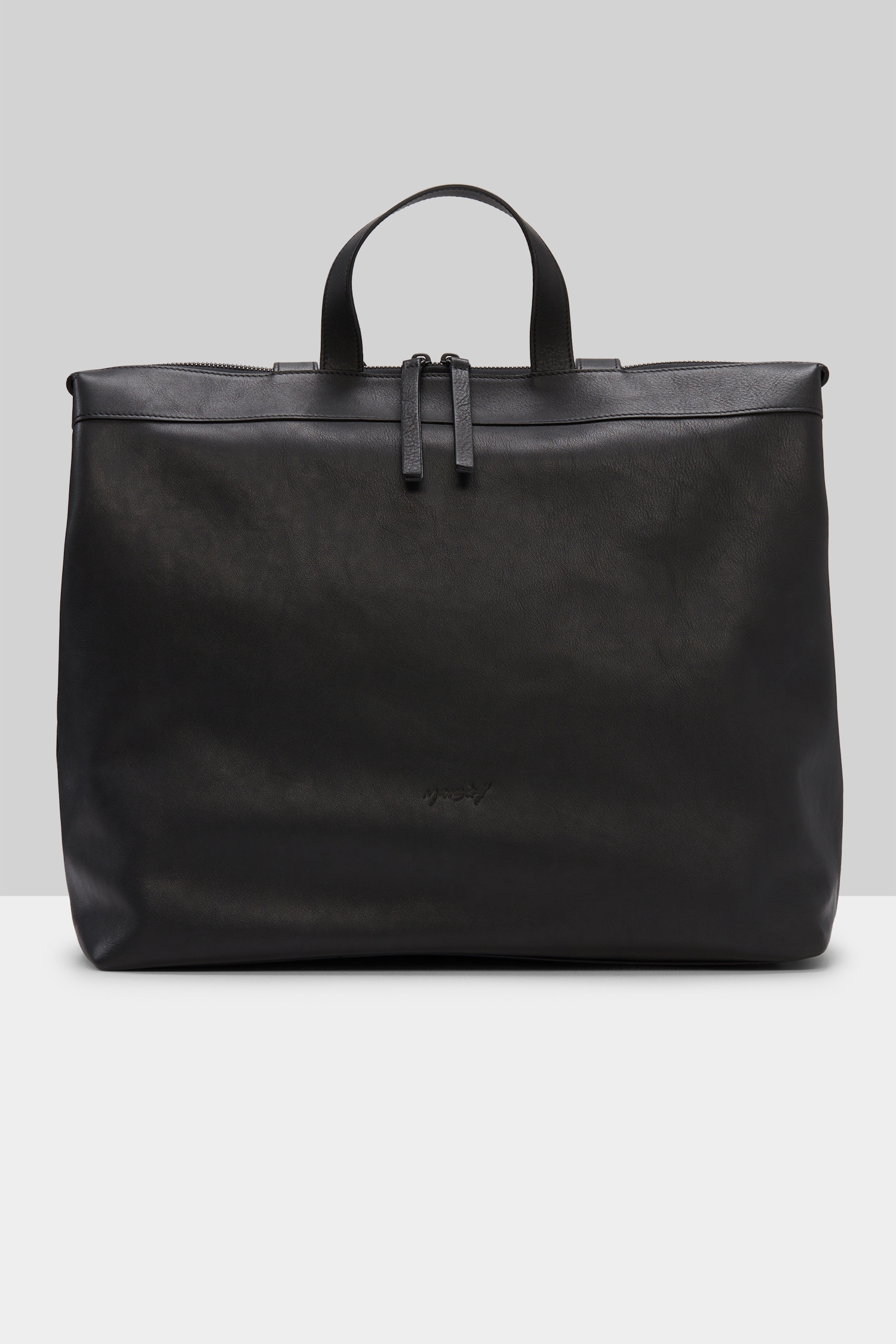 Borso Black Leather Tote Bag