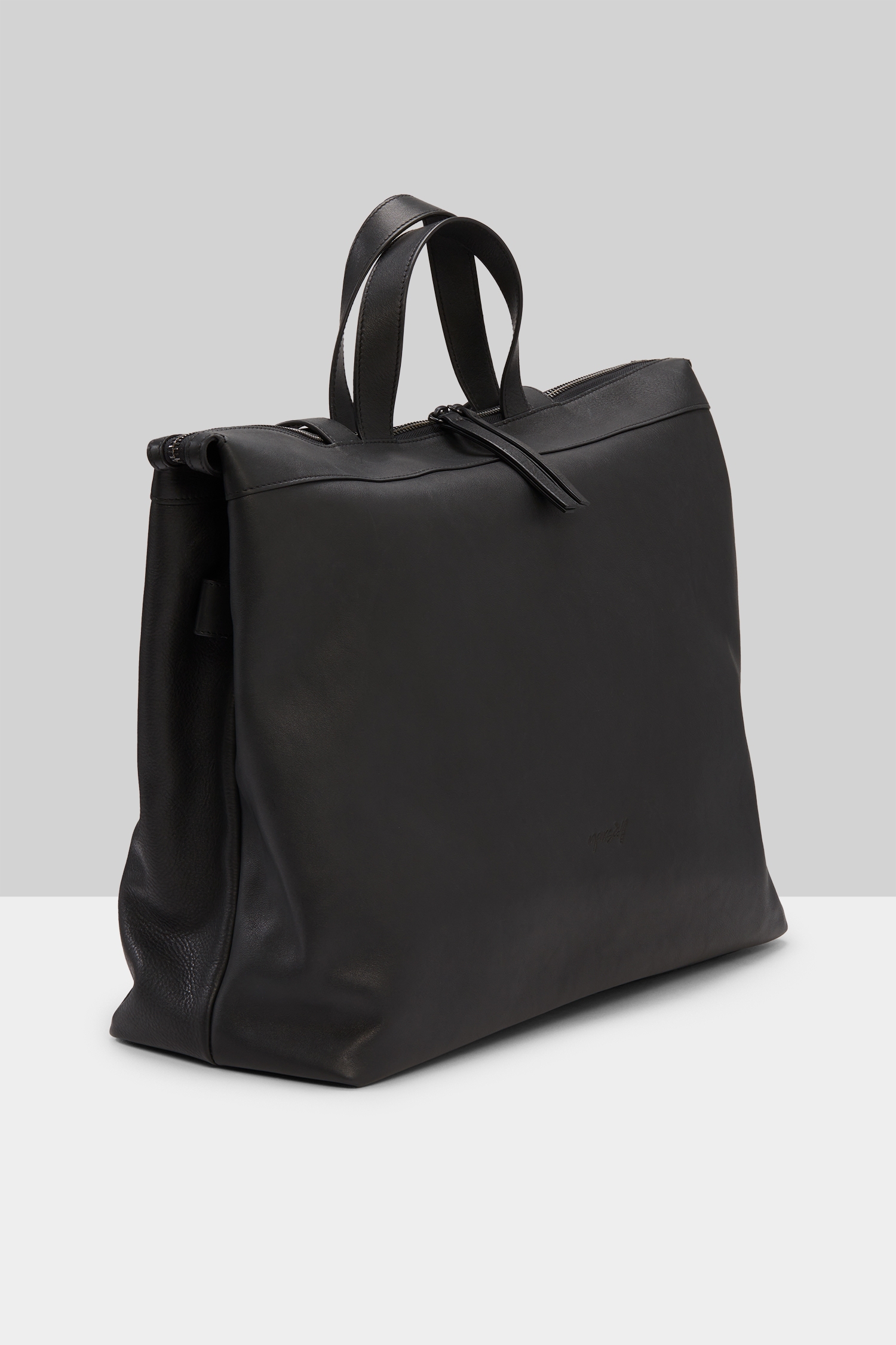 Borso Black Leather Tote Bag