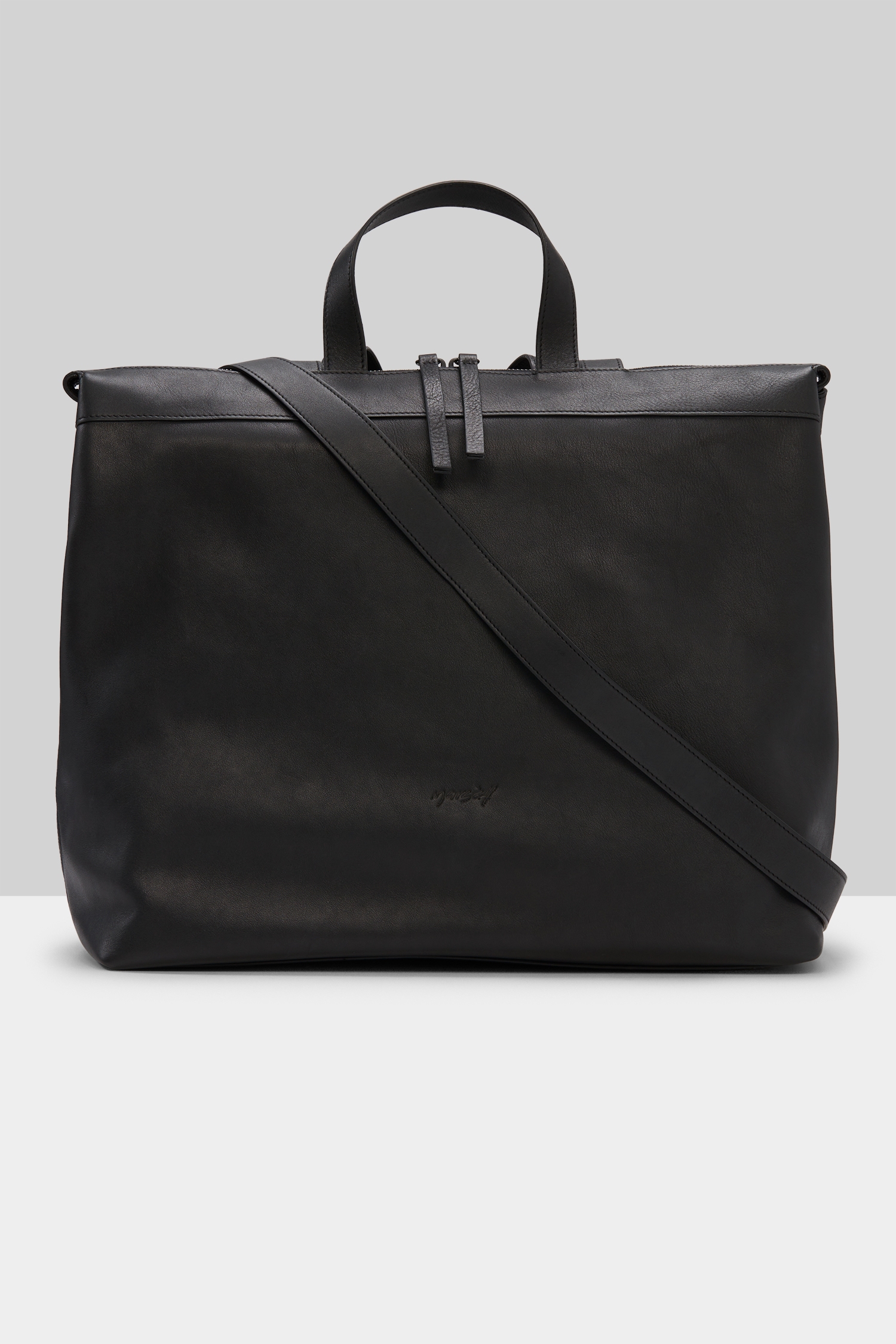 Borso Black Leather Tote Bag