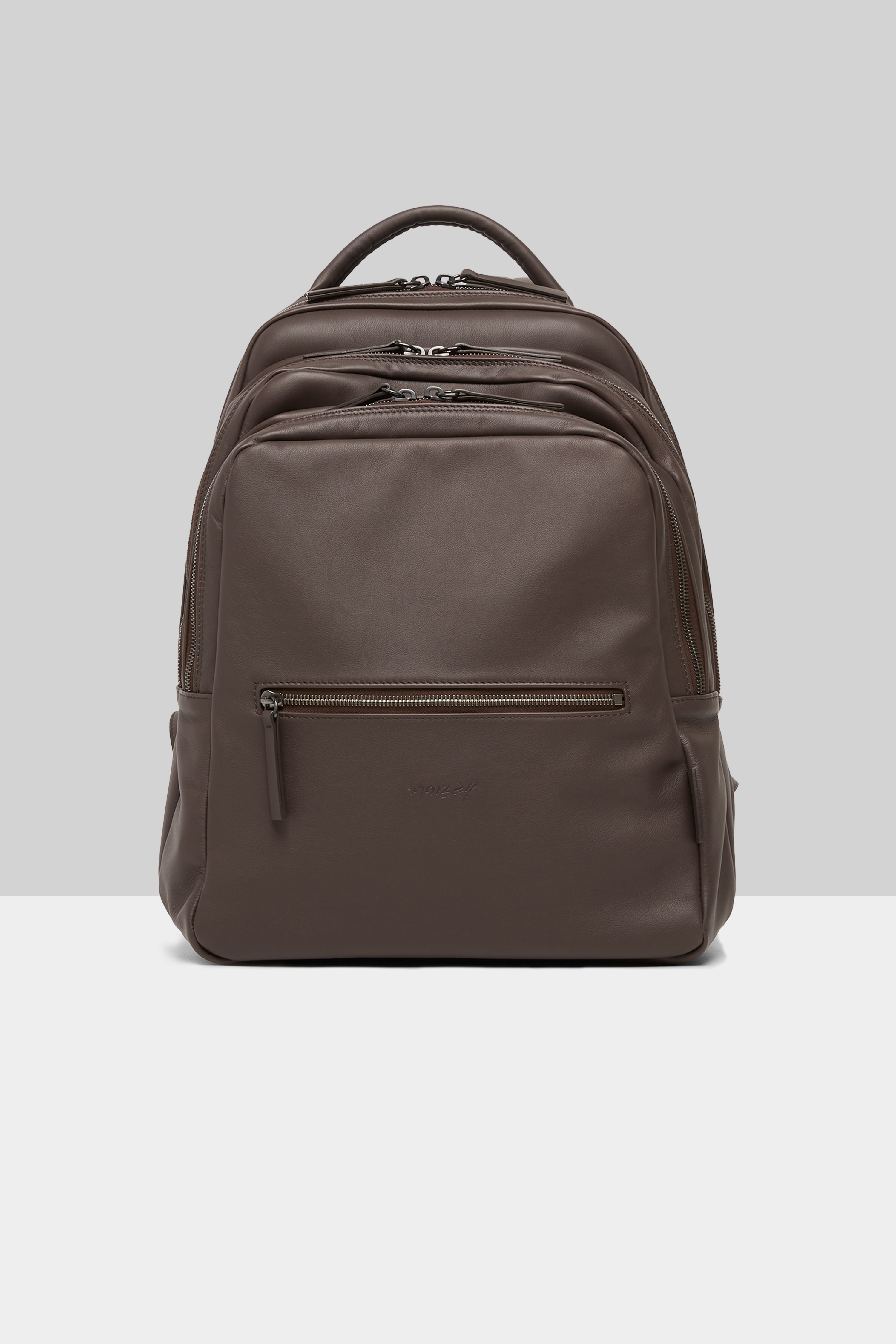 Triparto Dark Brown Leather Backpack