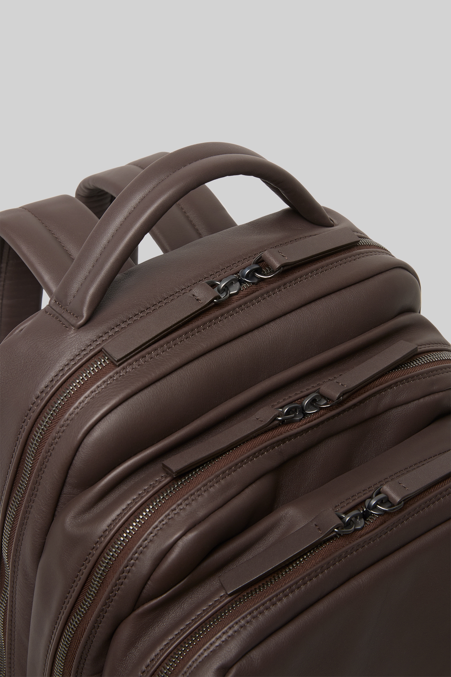 Triparto Dark Brown Leather Backpack