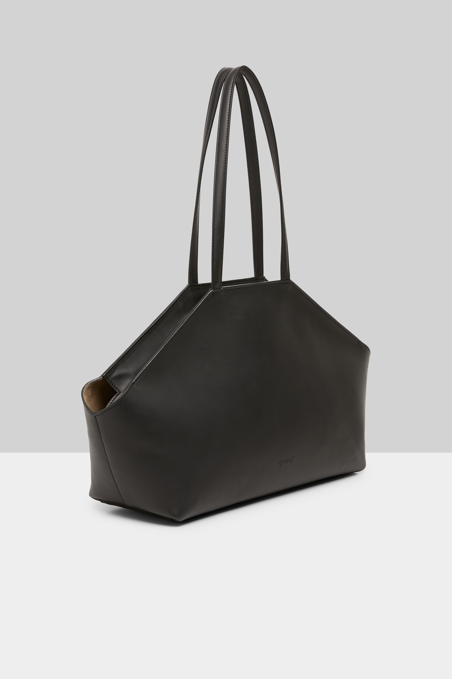 Sagomina Black Leather Shoulder Bag
