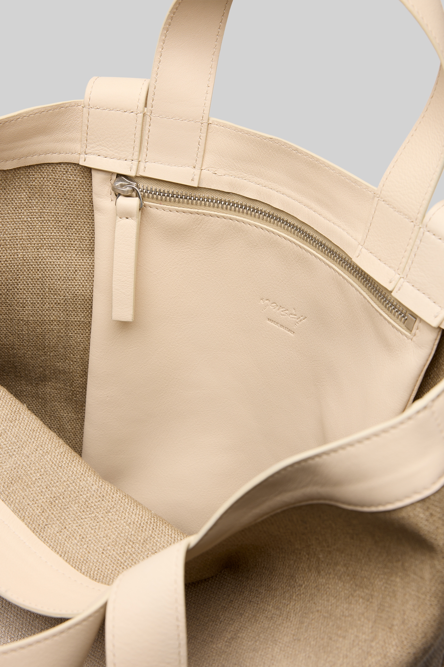 Sporta Lino Borsa Tote Avorio-Naturale