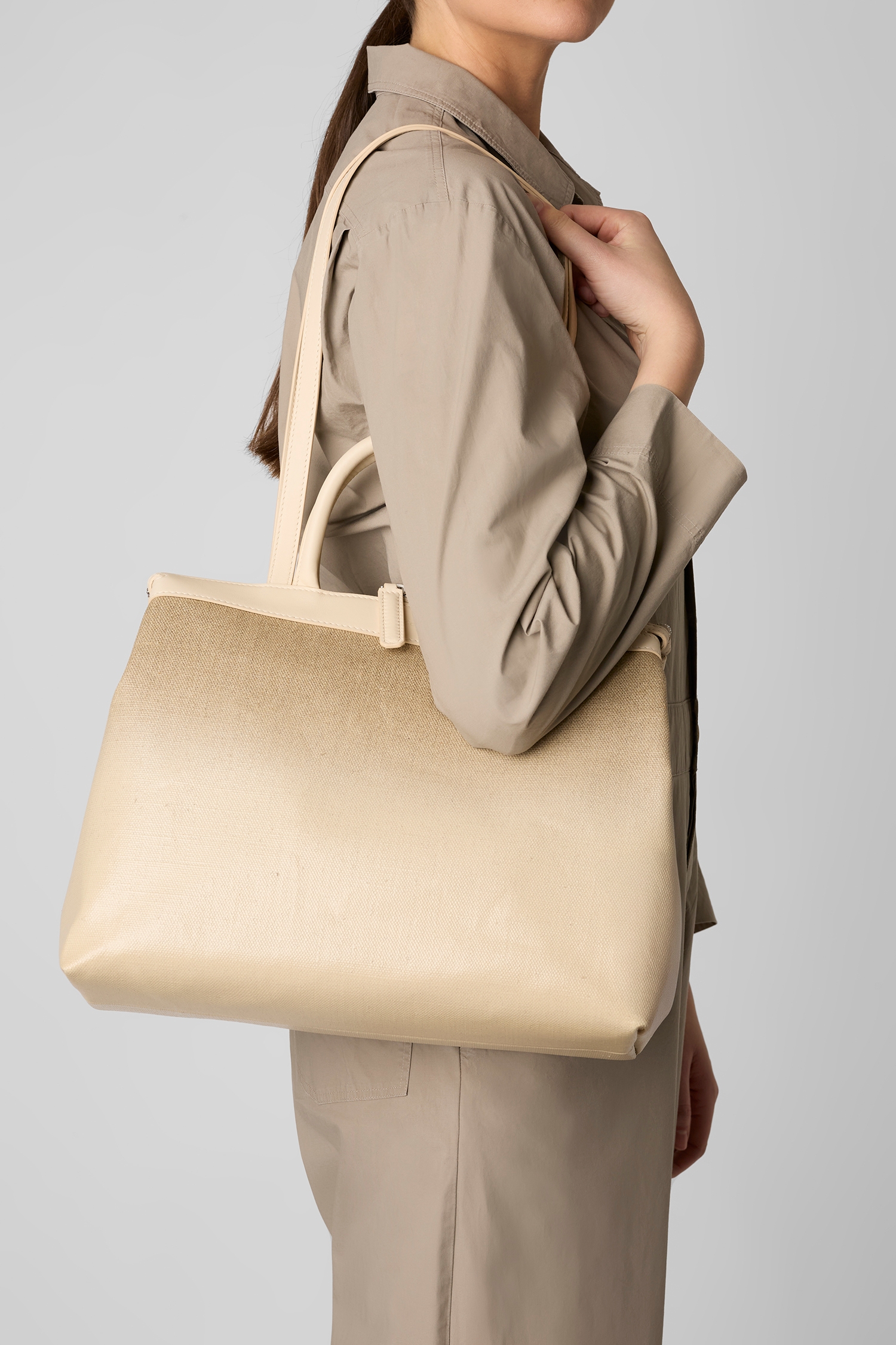 4 Dritta Lino Ivory-Natural Shoulder Bag
