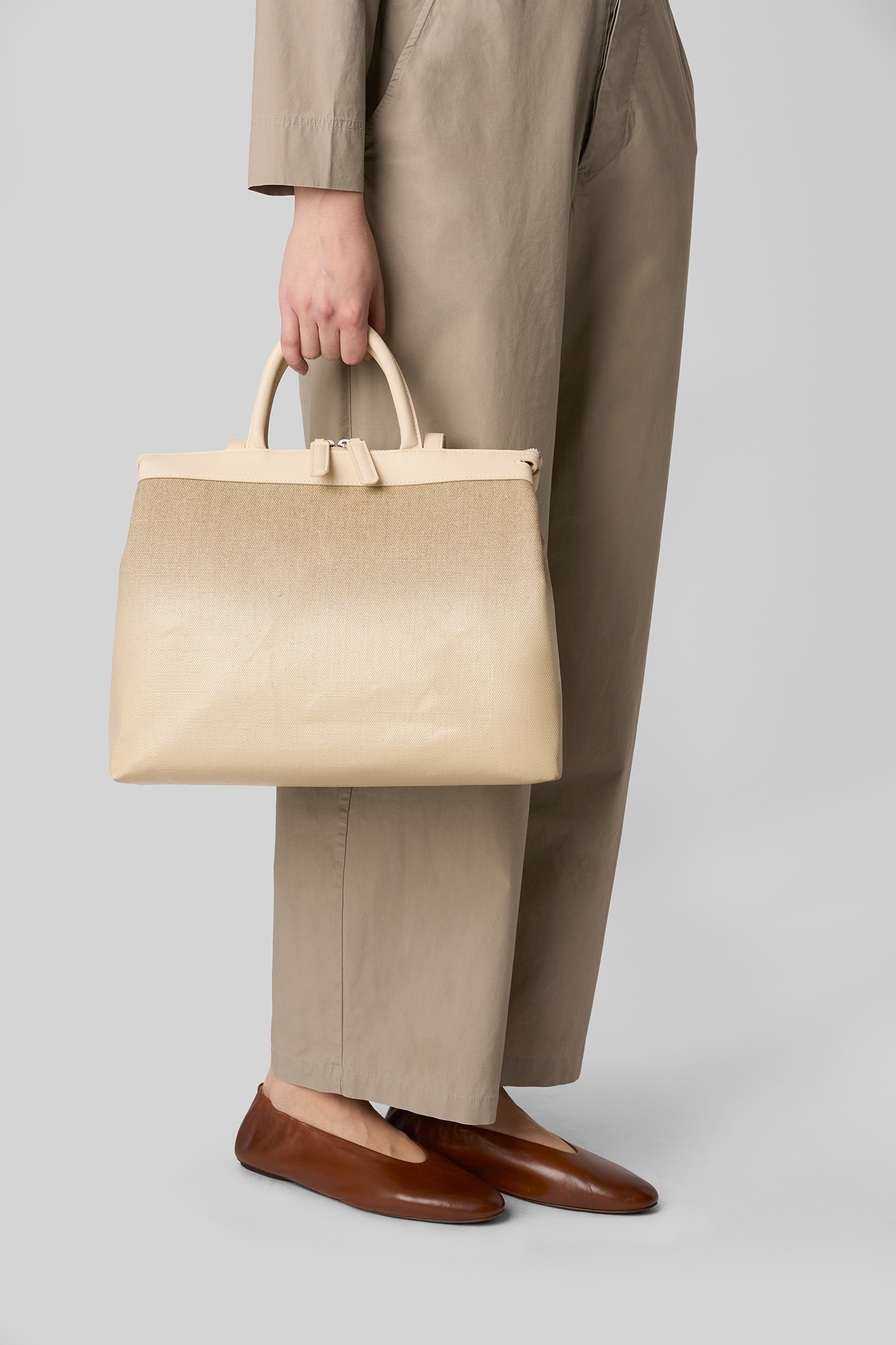 4 Dritta Lino Ivory-Natural Shoulder Bag