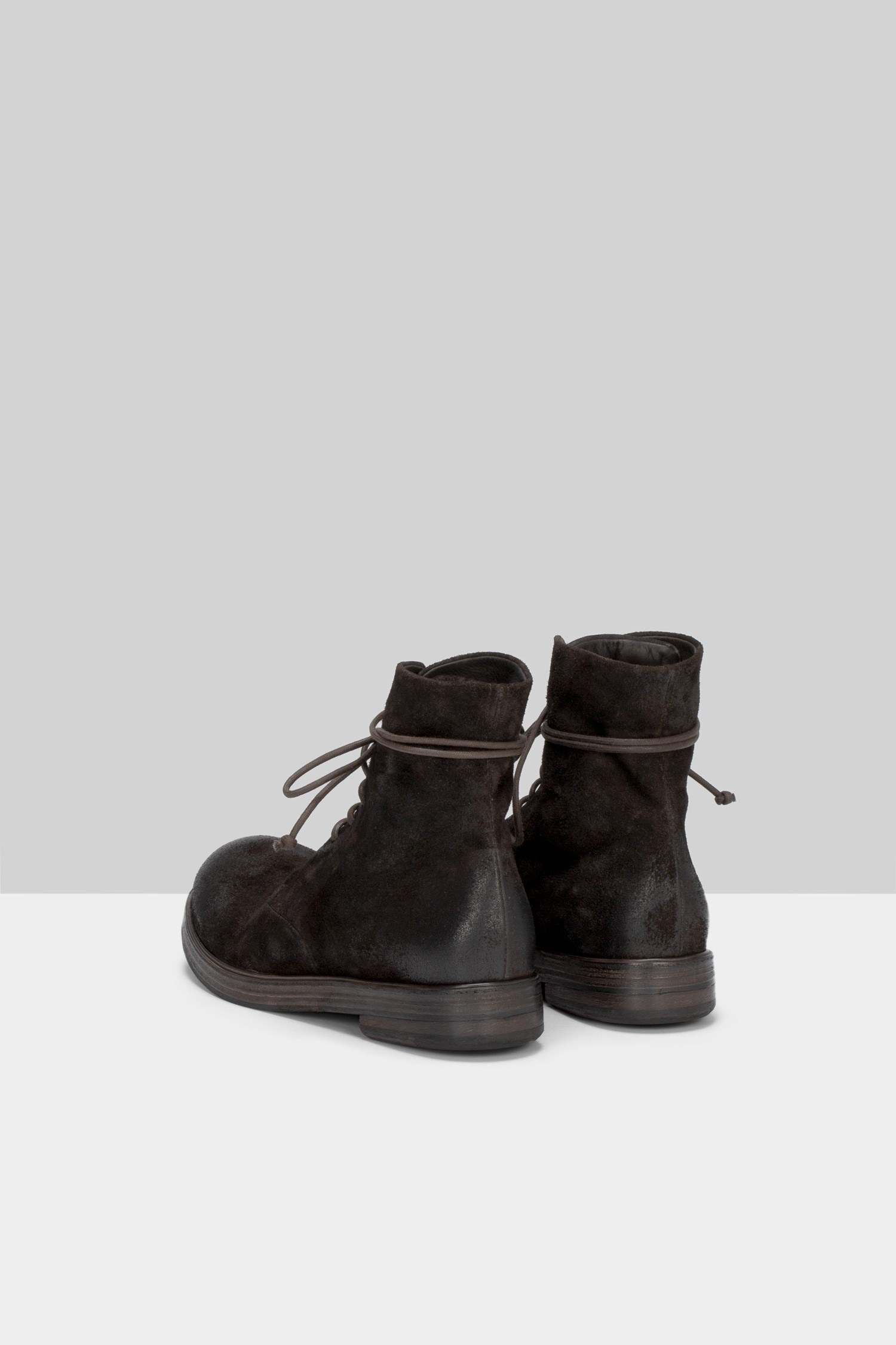 Zucca Zeppa Dark Brown Suede Combat Boots