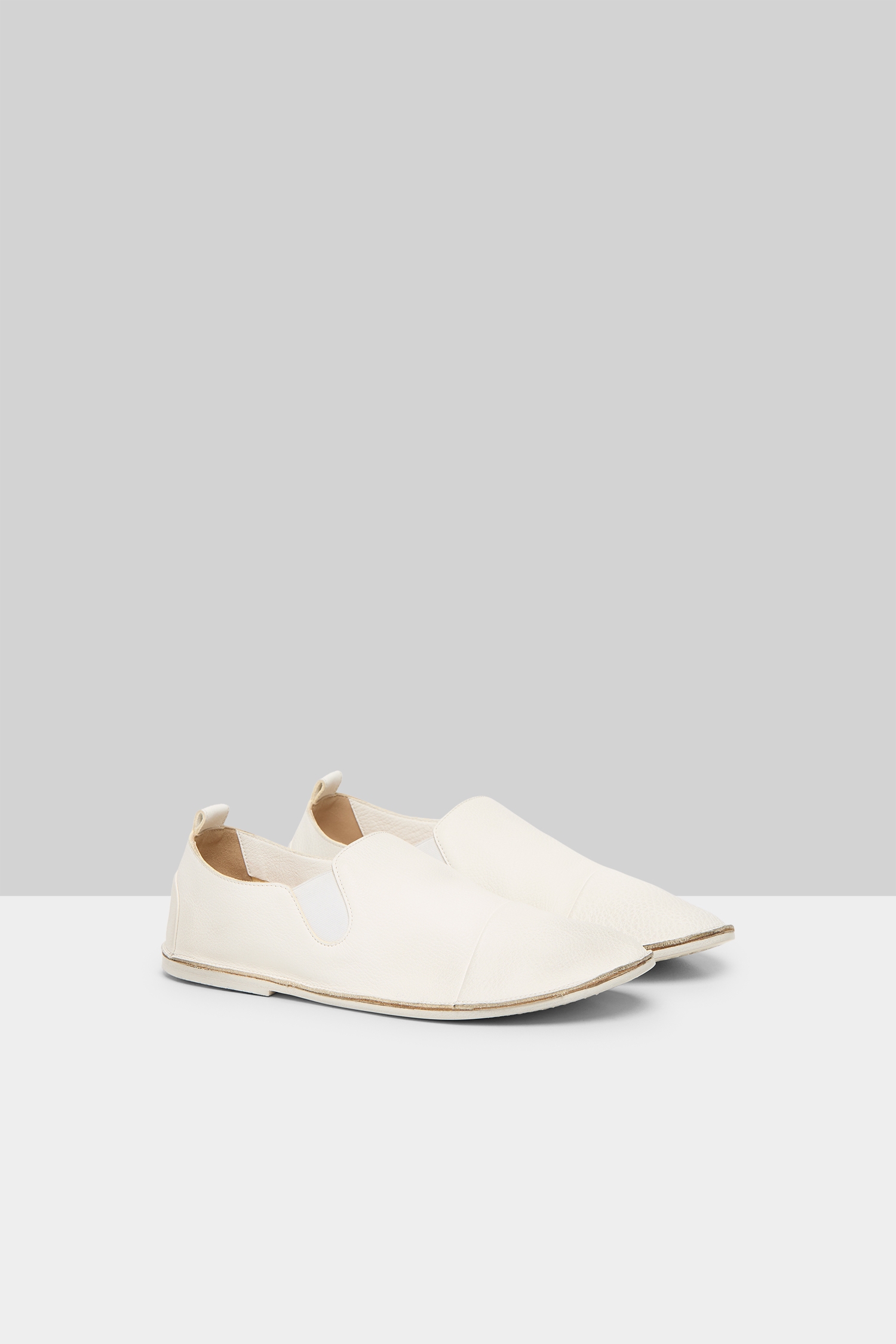 Strasacco Optical White Leather Slip On Shoes