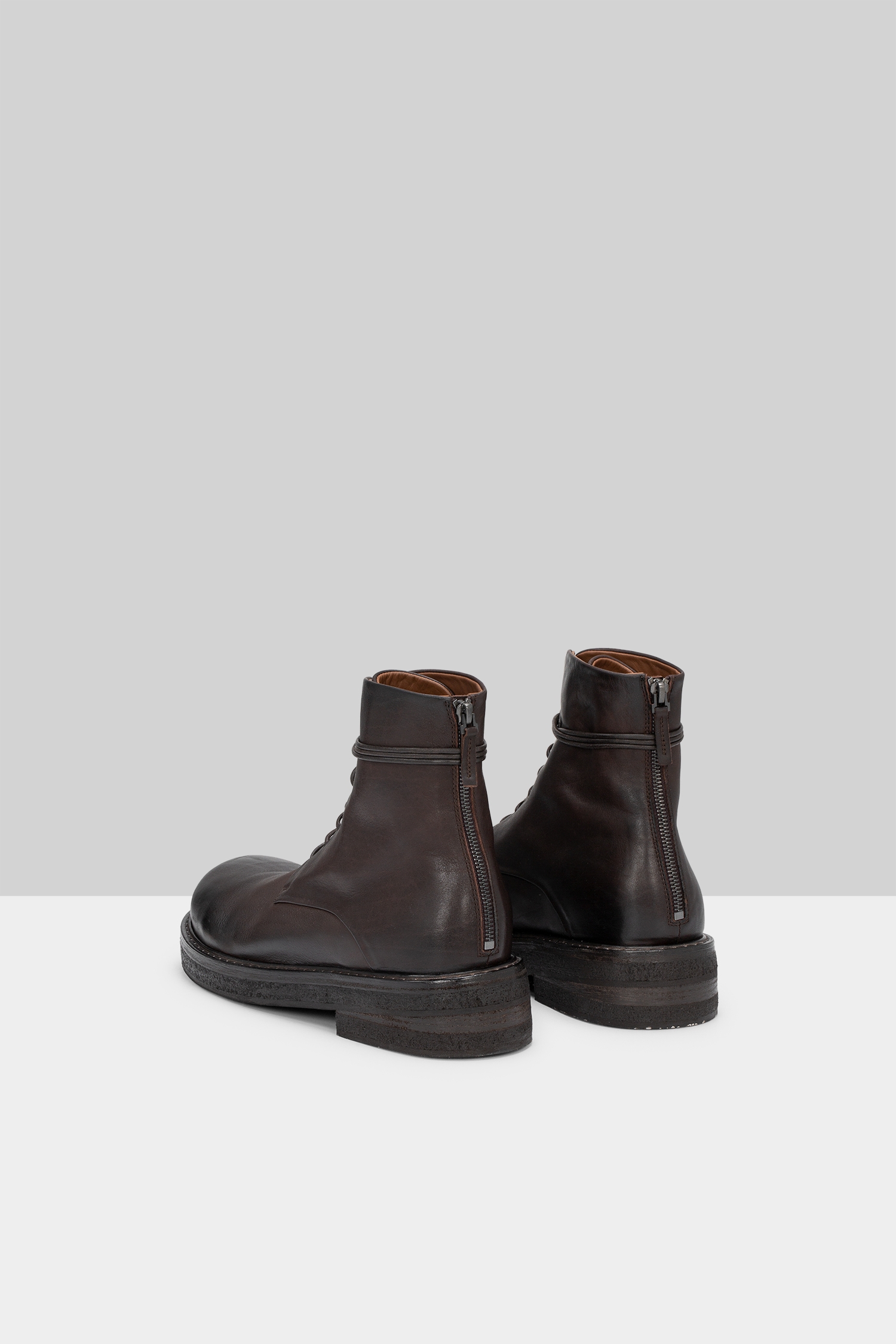 Parrucca Dark Brown Leather Combat Boots