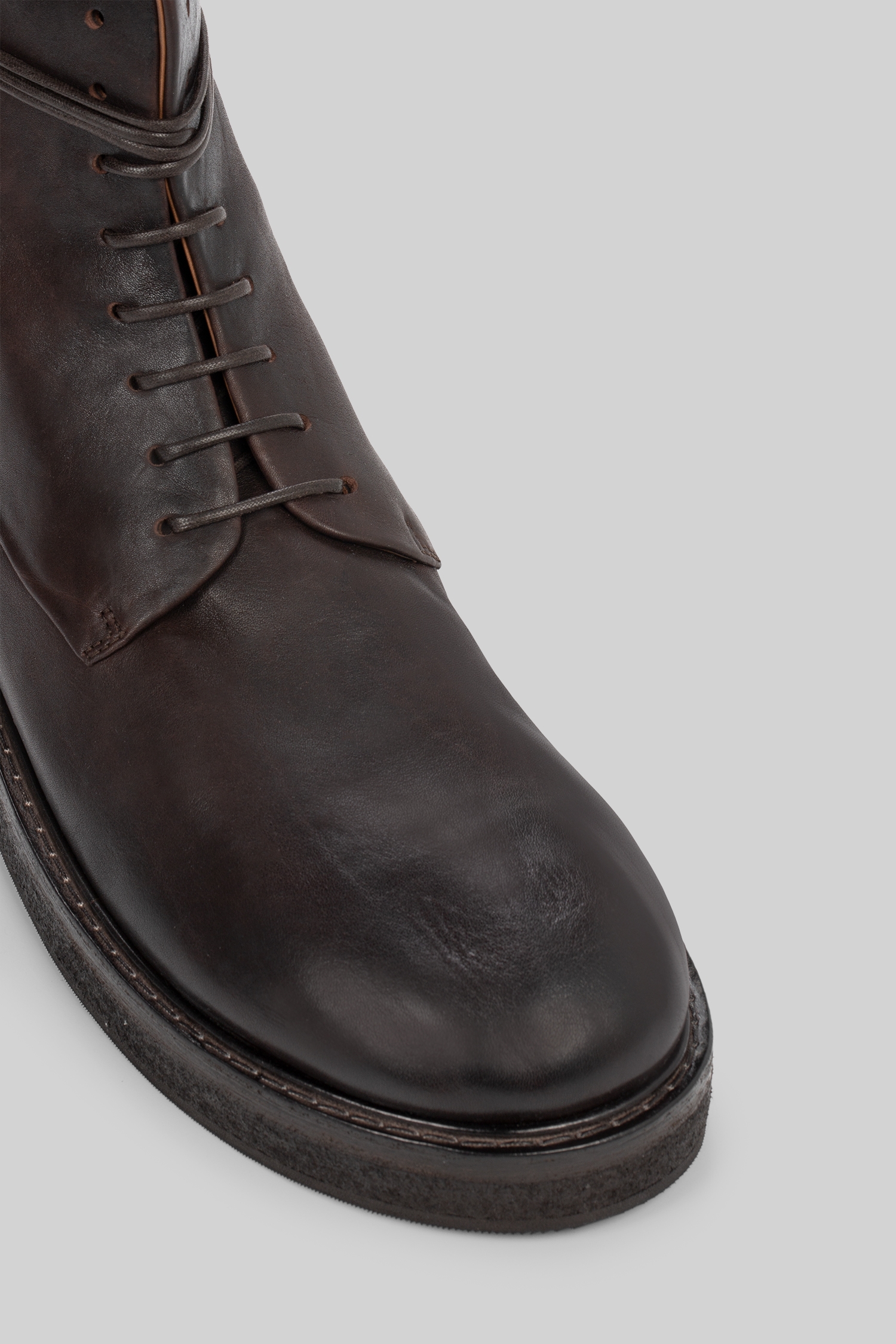 Parrucca Dark Brown Leather Combat Boots
