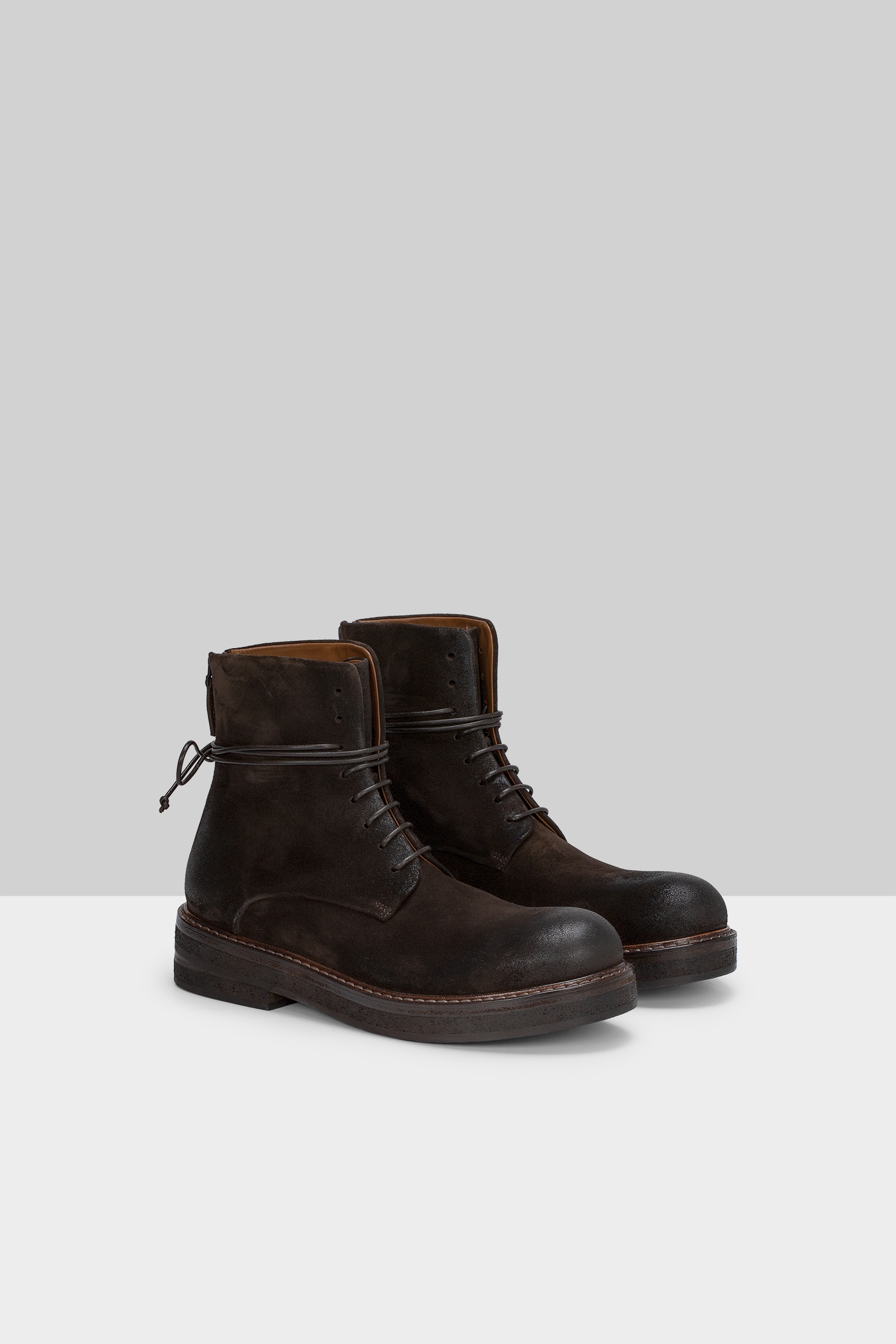 Parrucca Dark Brown Suede Combat Boots