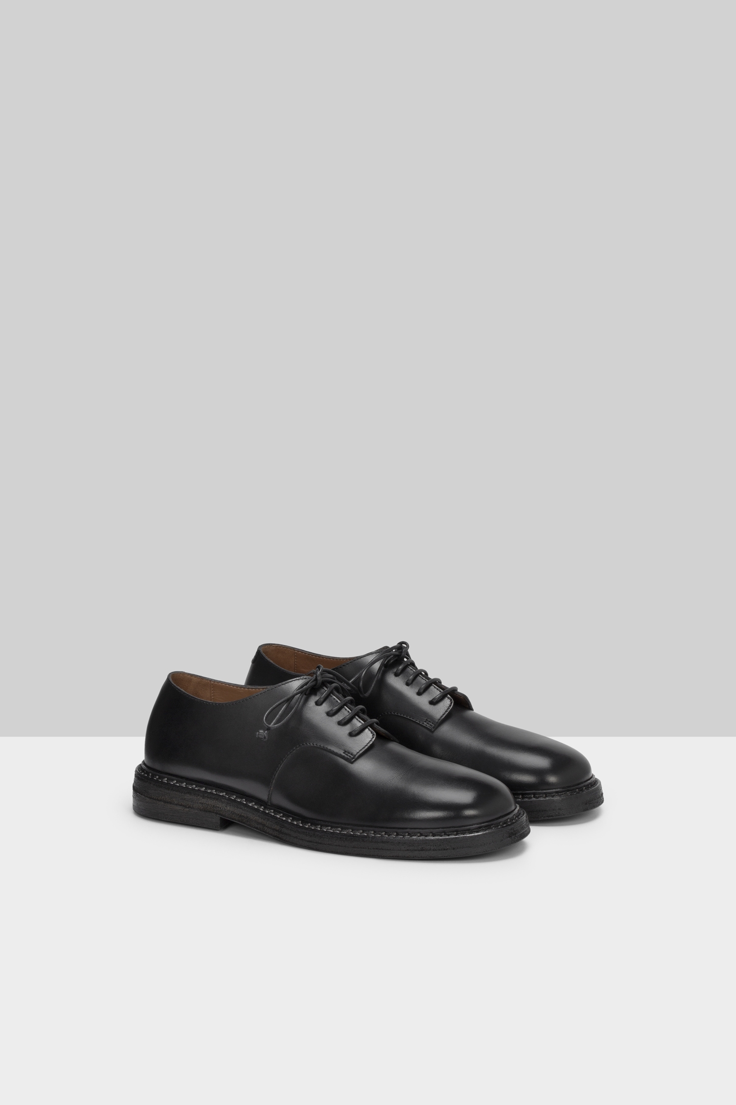 Nasello Black Leather Derby Shoes