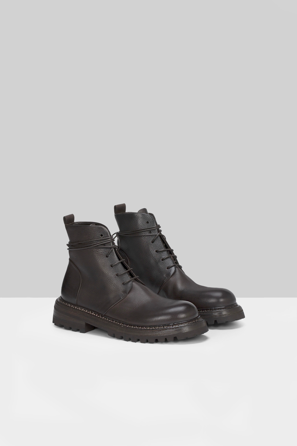 Carrucola Dark Brown Leather Combat Boots