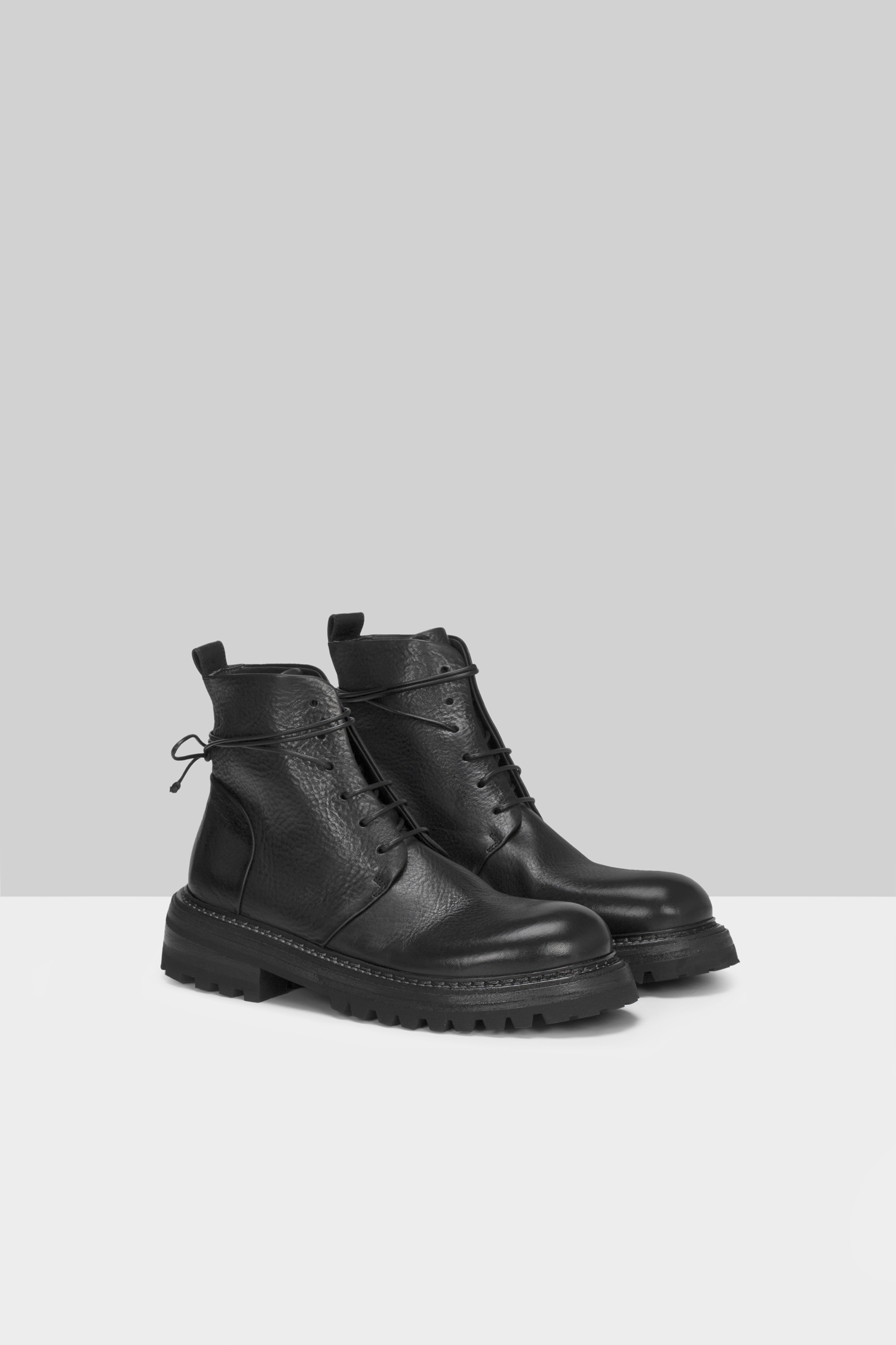 Carrucola Black Leather Combat Boots