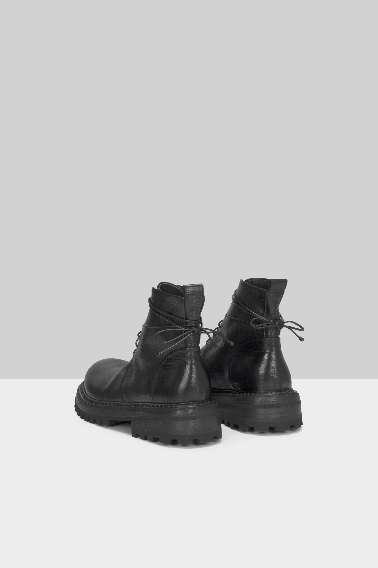 Carrucola Black Leather Combat Boots