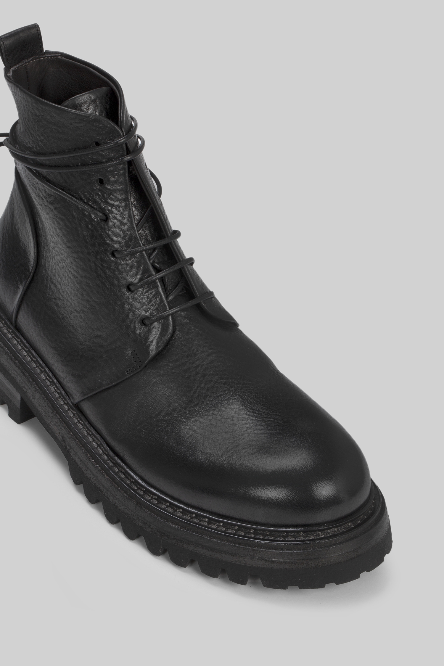Carrucola Black Leather Combat Boots