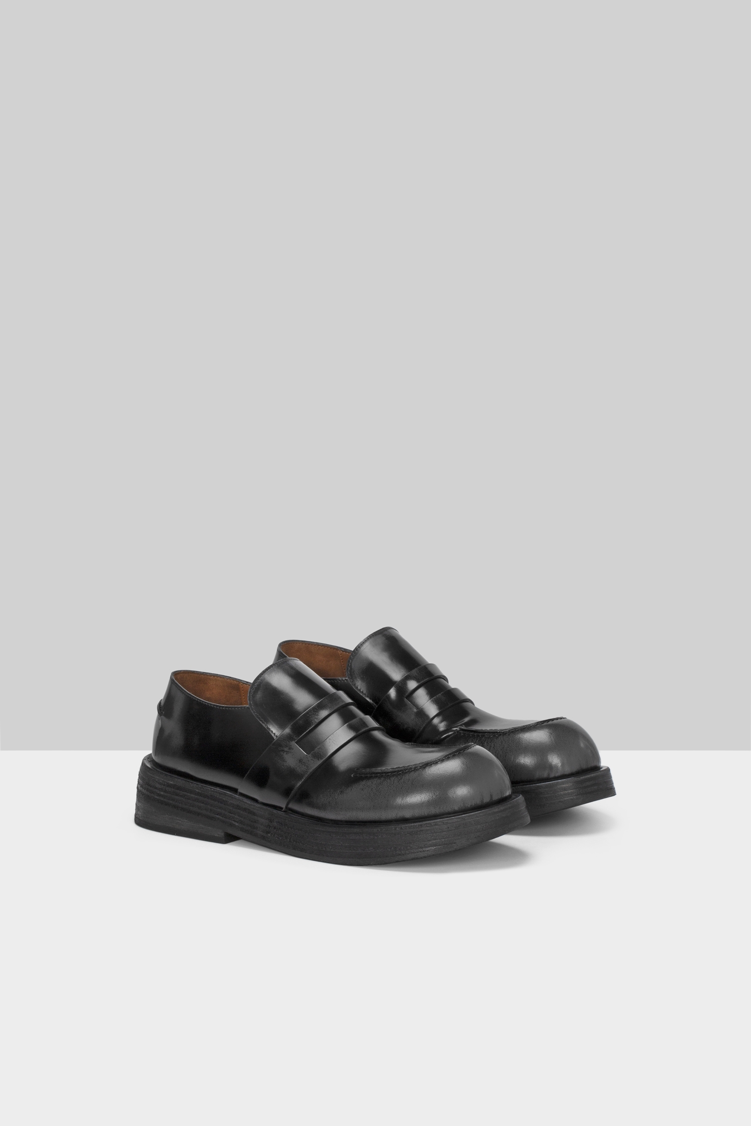Musona Black-Lead Leather Loafers