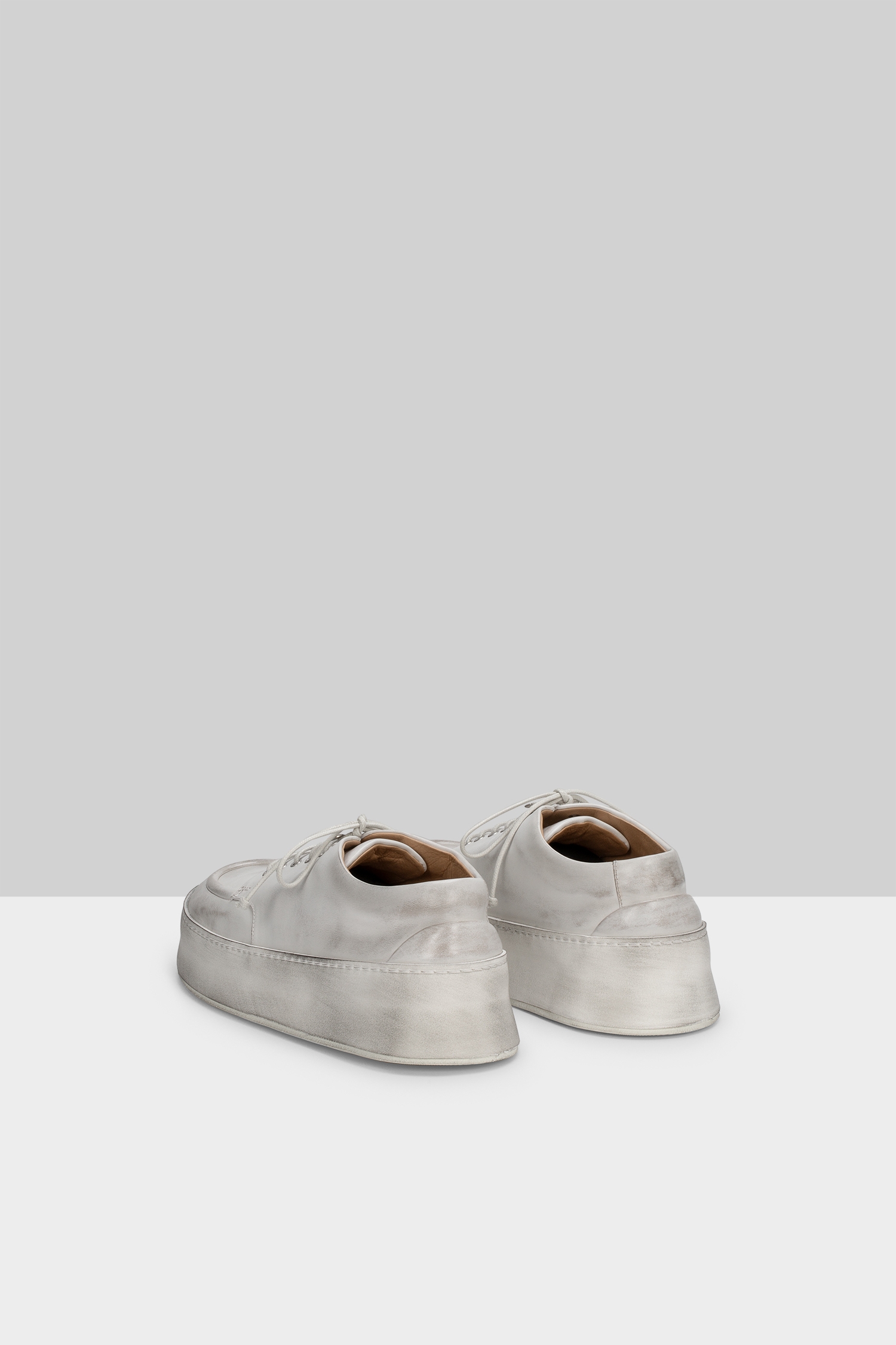 Cassapana White-Grey Leather Derby Shoes
