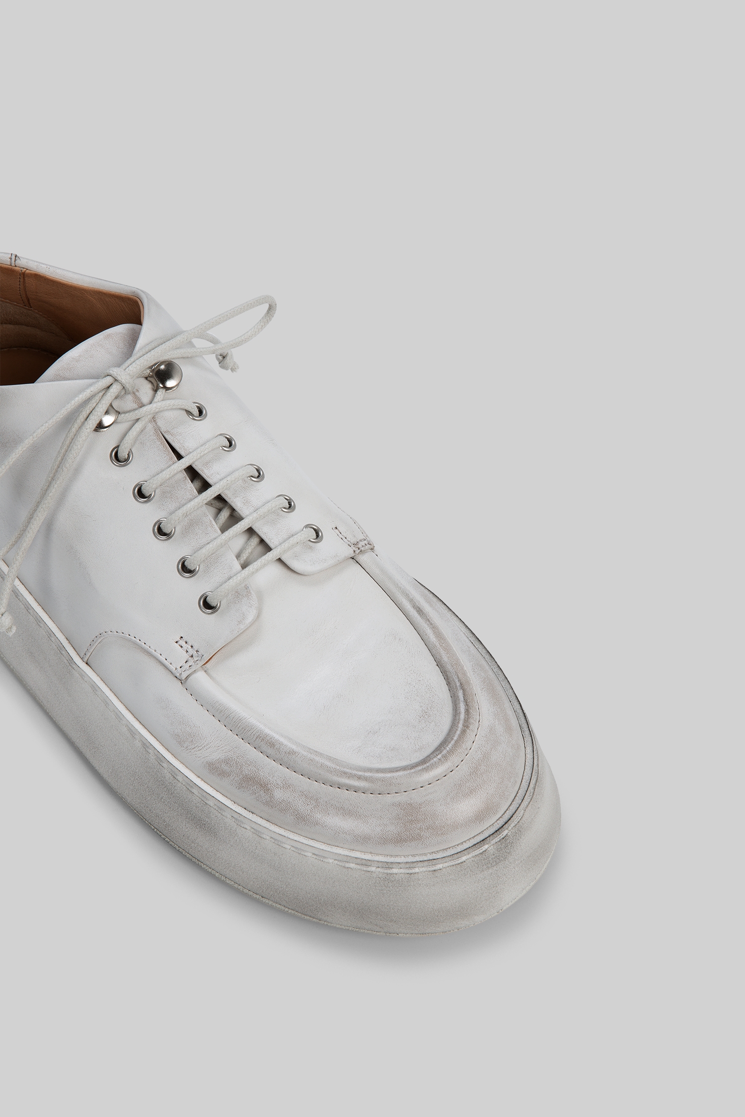 Cassapana White-Grey Leather Derby Shoes