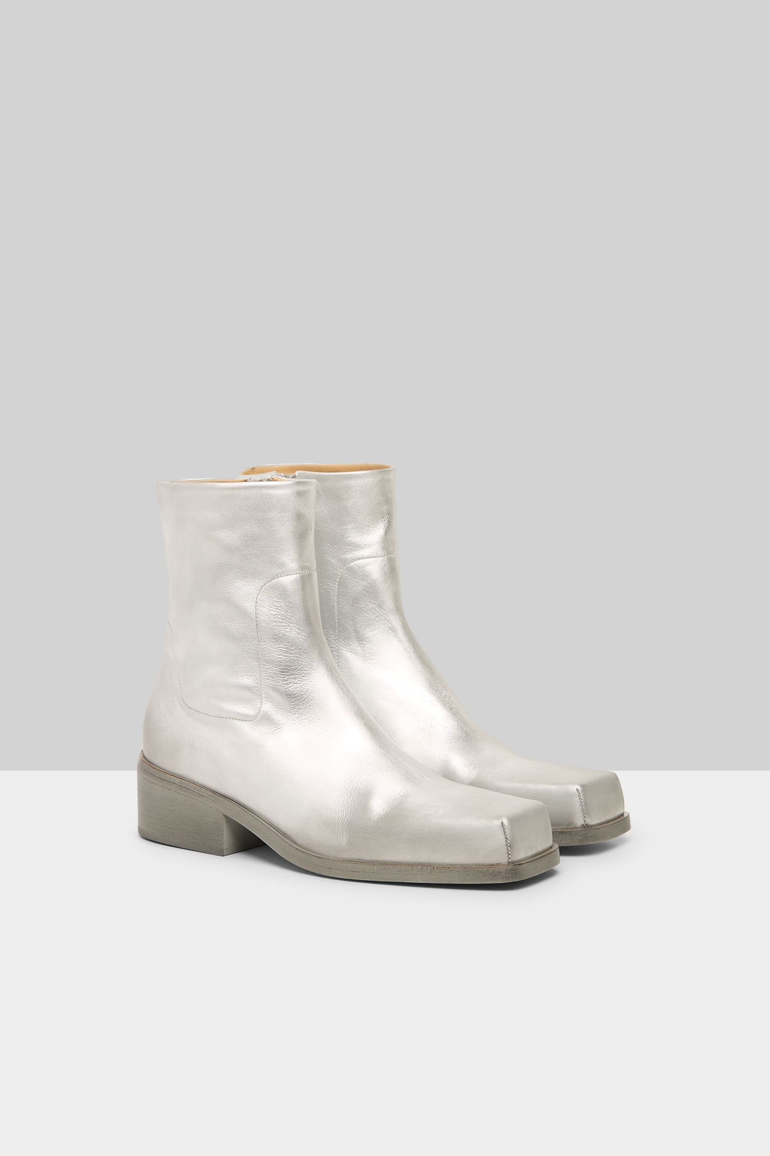 Cassello Silver Foil Ankle Boots