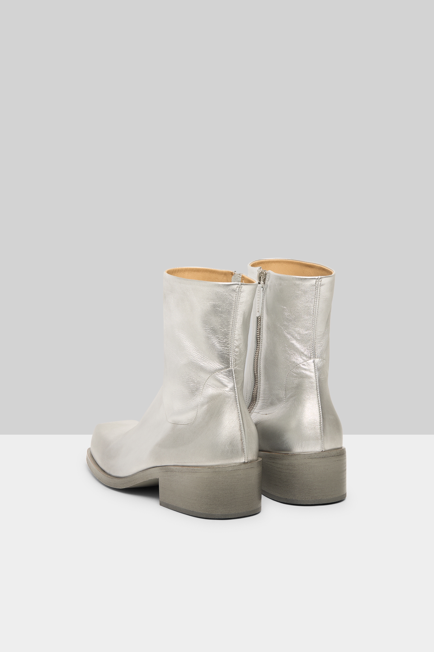 Cassello Silver Foil Ankle Boots