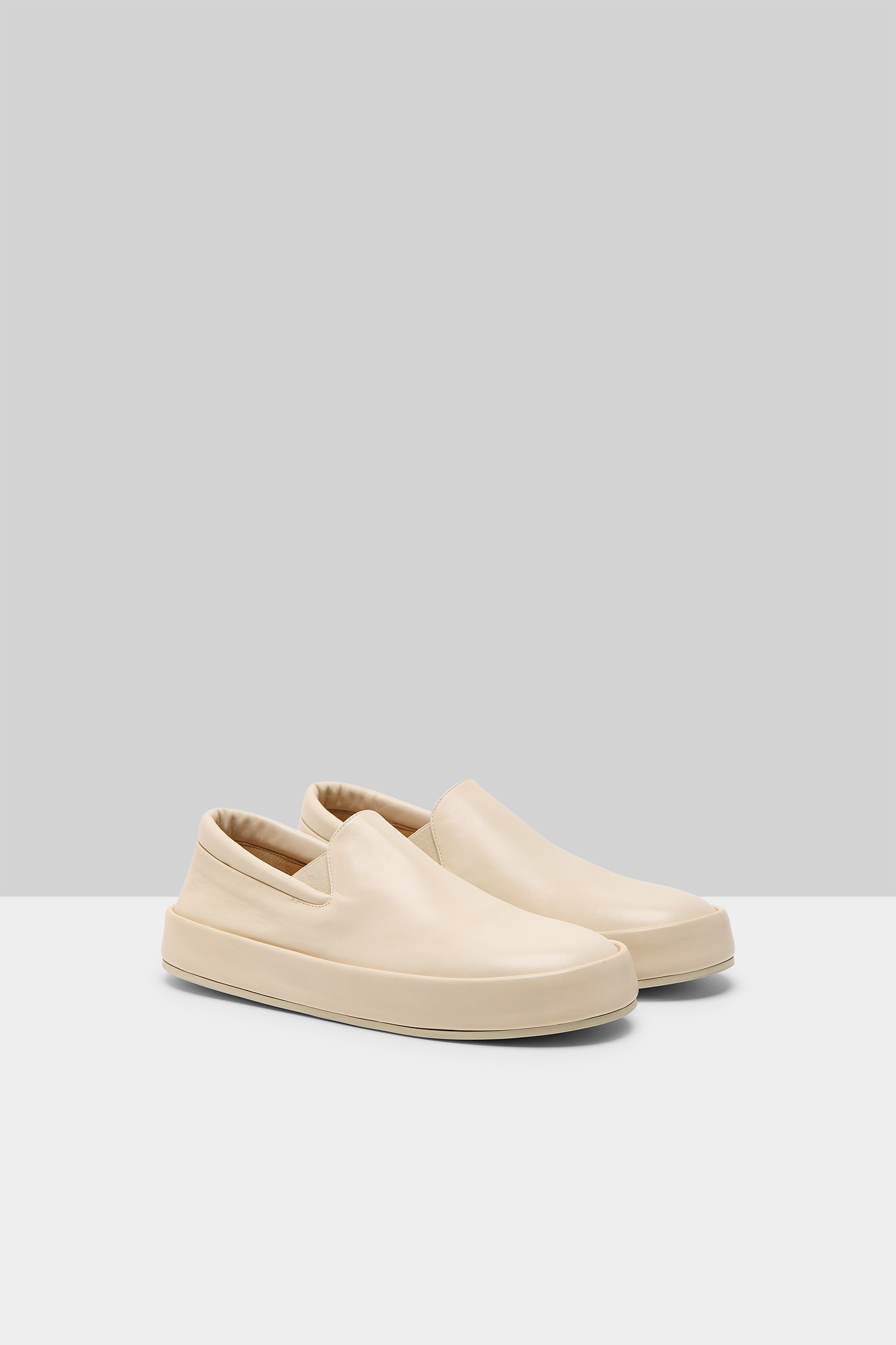 Cassapelle Ivory Leather Slip On Shoes