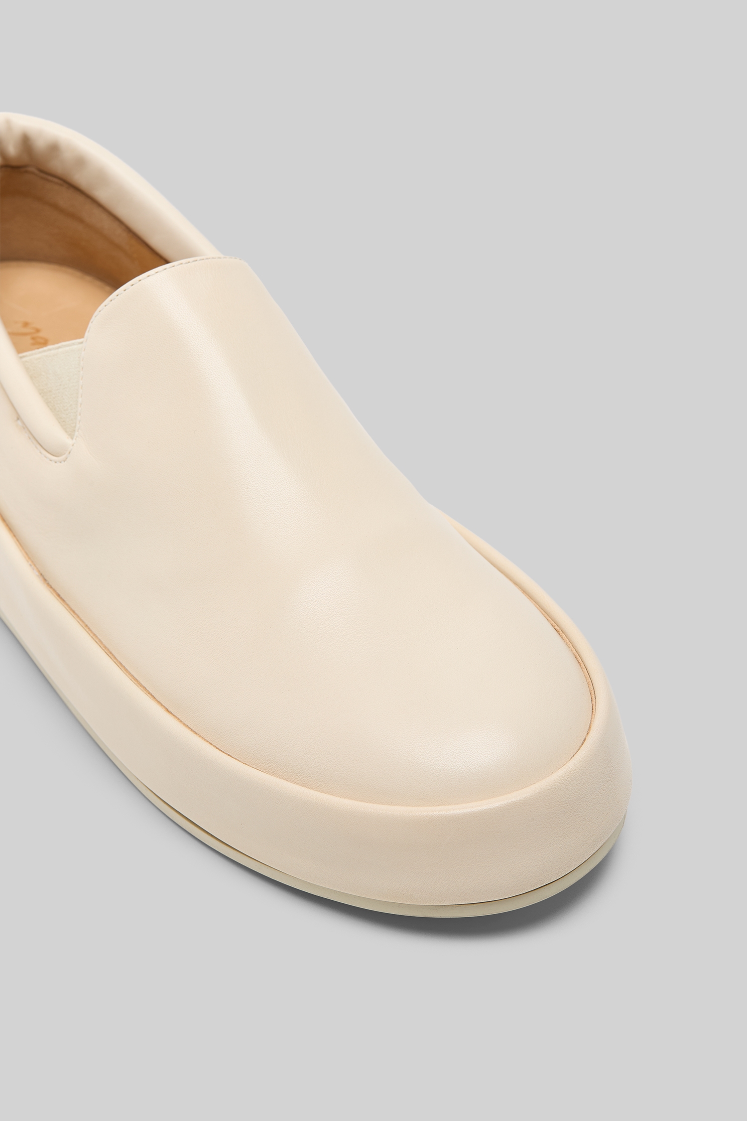 Cassapelle Ivory Leather Slip On Shoes