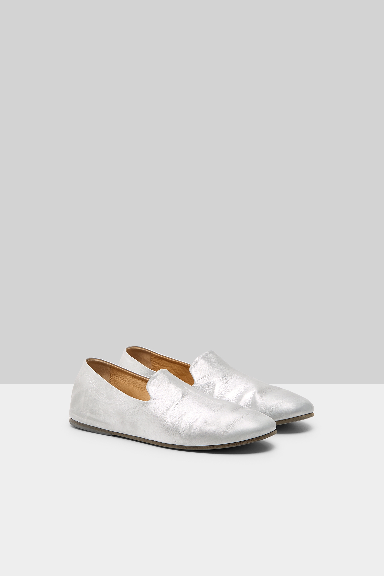 Steccoblocco Silver Foil Leather Slip On Shoes