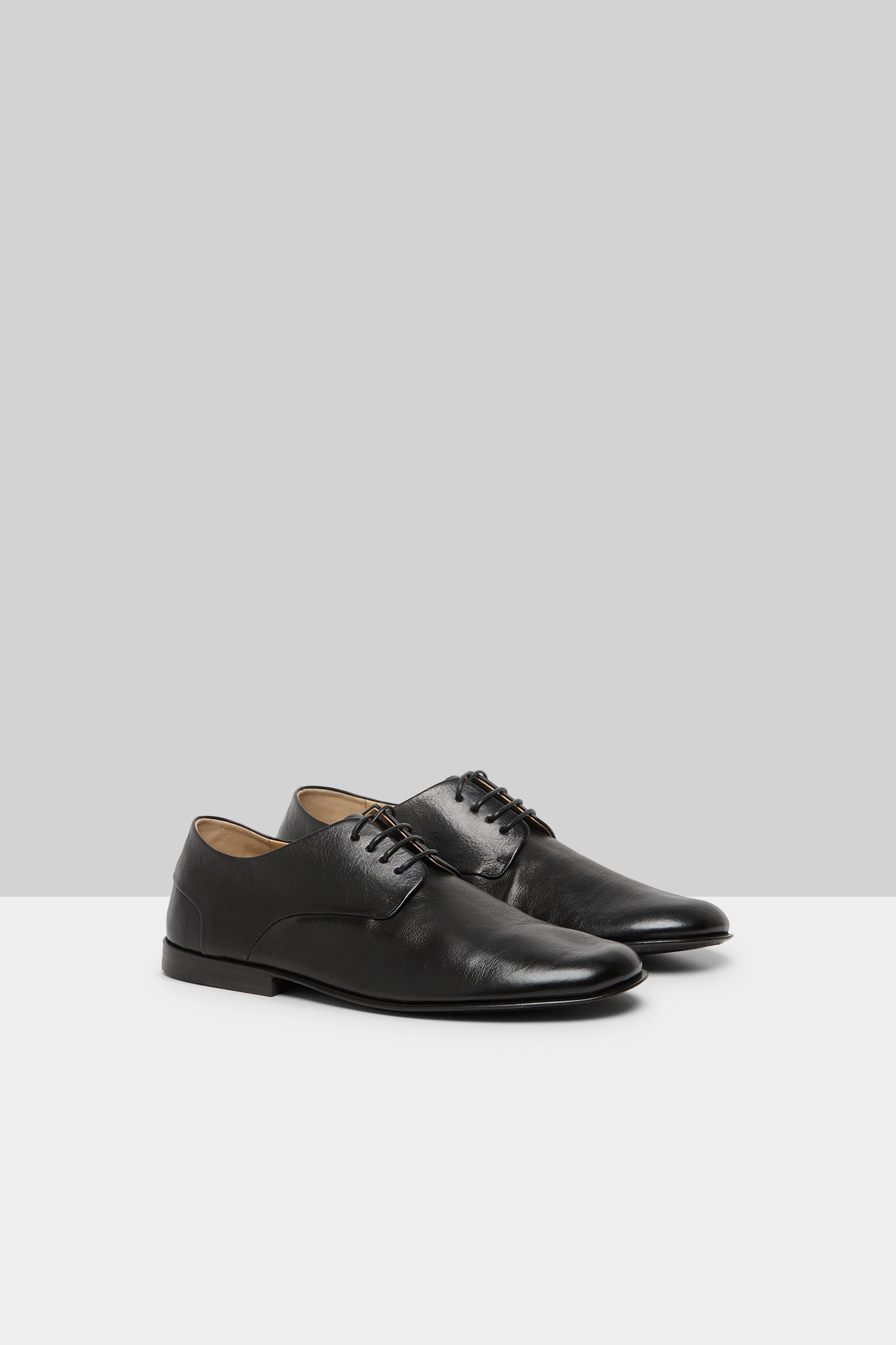 Stucco Black Leather Derby Shoes