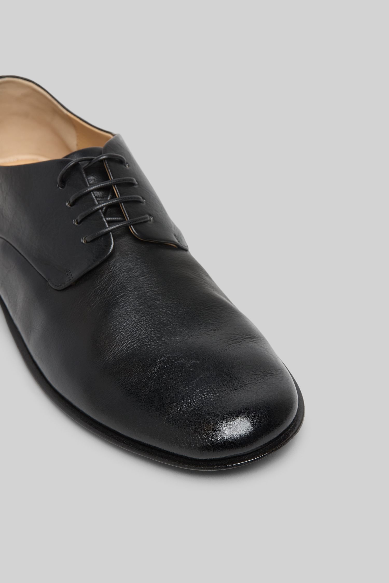 Stucco Black Leather Derby Shoes