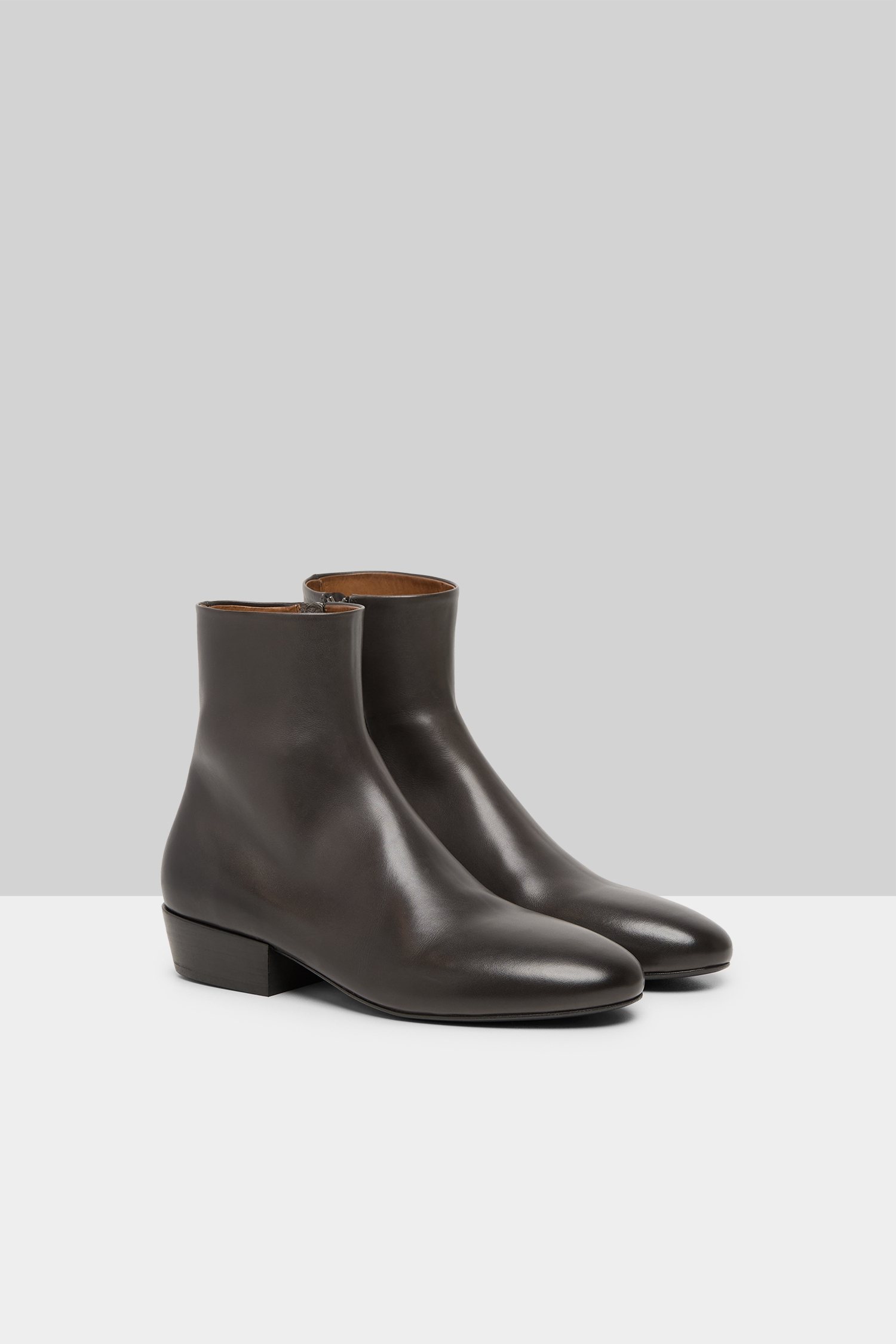 Granblocco Graphite Leather Ankle Boots