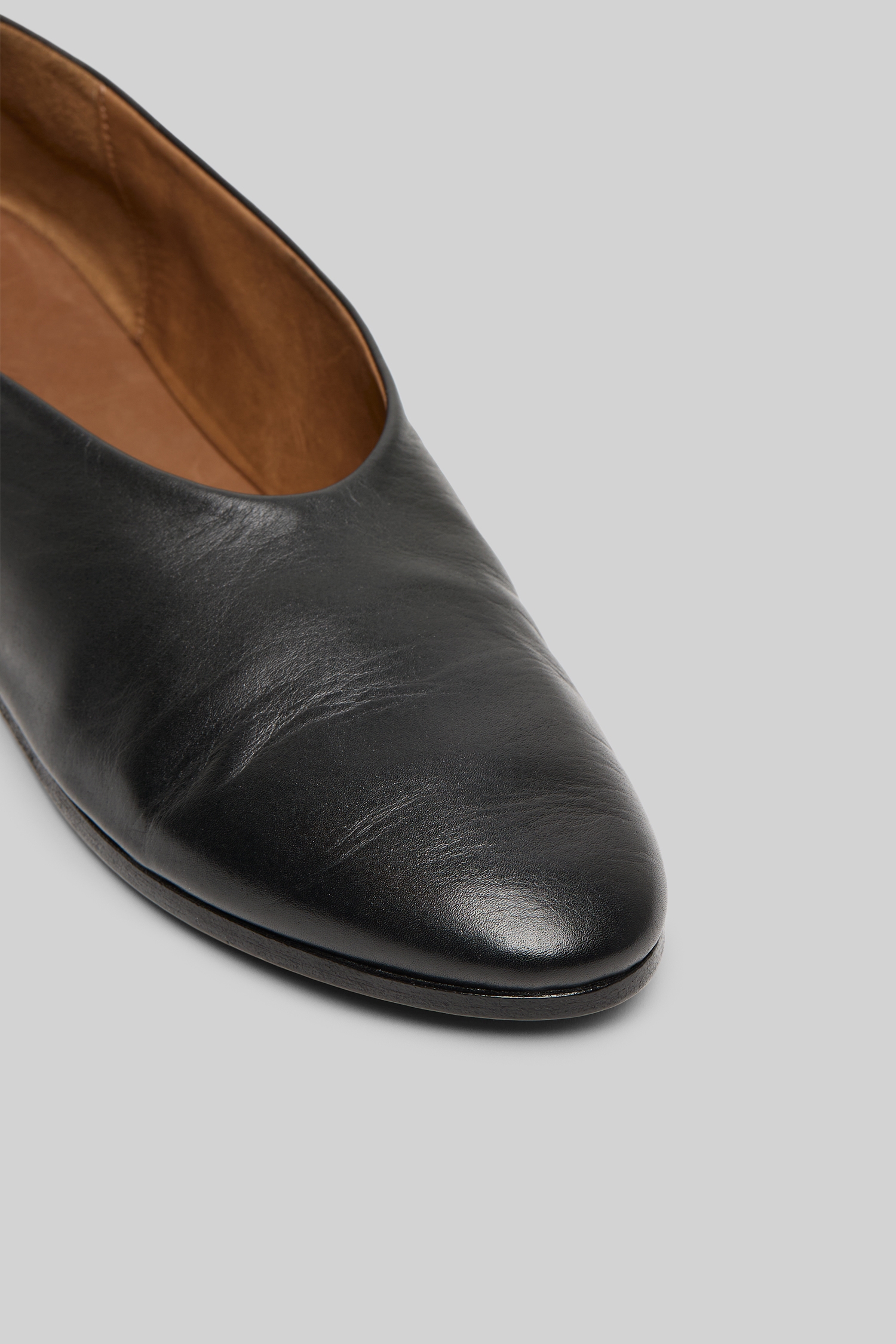 Coltellaccio Black Leather Ballerina Shoes