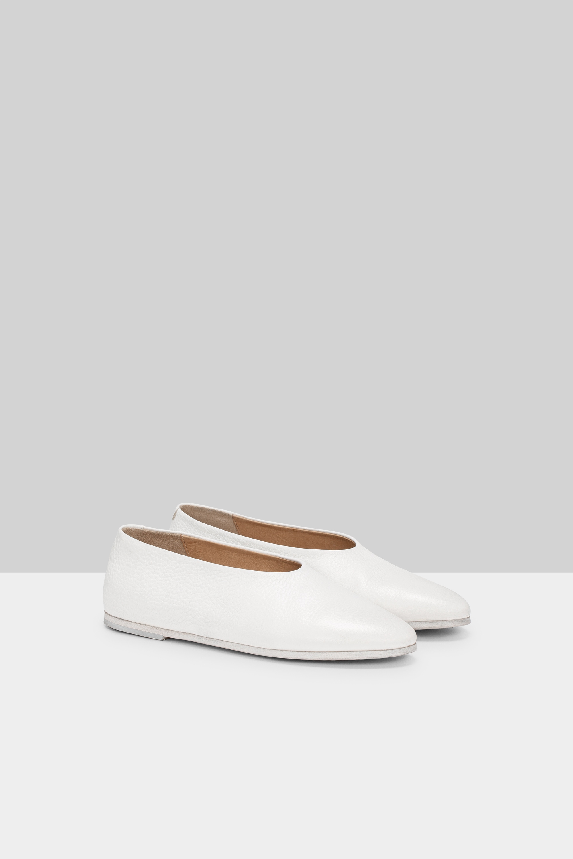 Coltellaccio Optical White Leather Ballerina Shoes