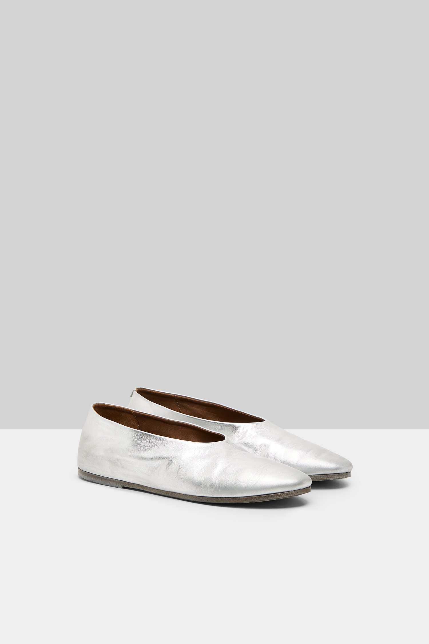 Coltellaccio Silver Foil Ballerina Shoes